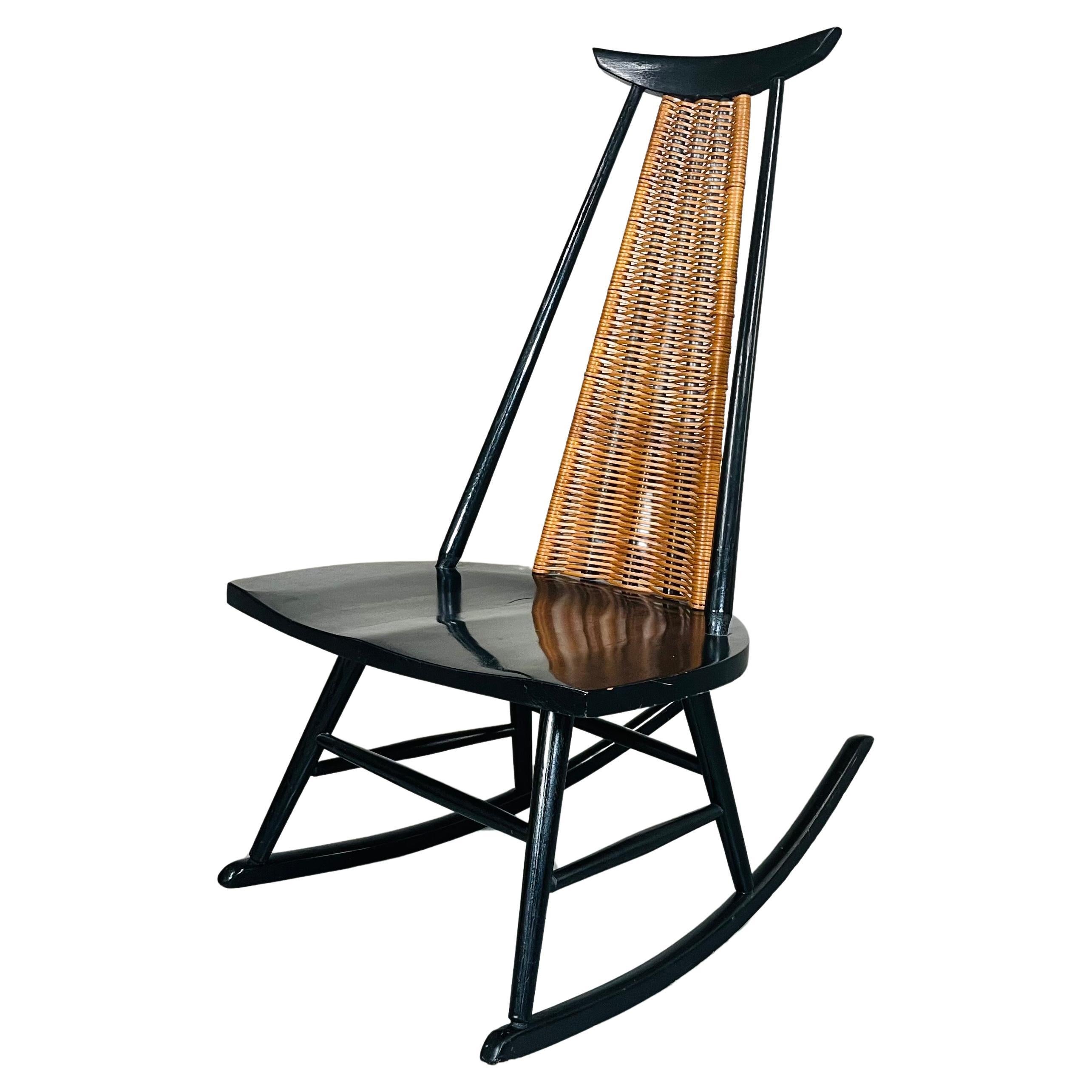 Mid-Century Ebonized Rocker or Rocking Chair by Arthur Umanoff for Shaver Howard