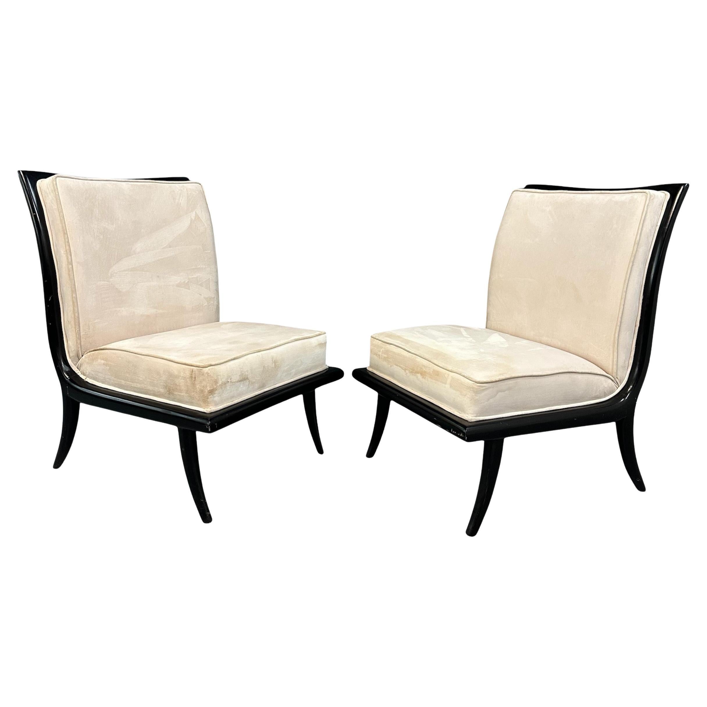 Chaises pantoufles du milieu du siècle dernier dans le style de Robsjohn-Gibbings
