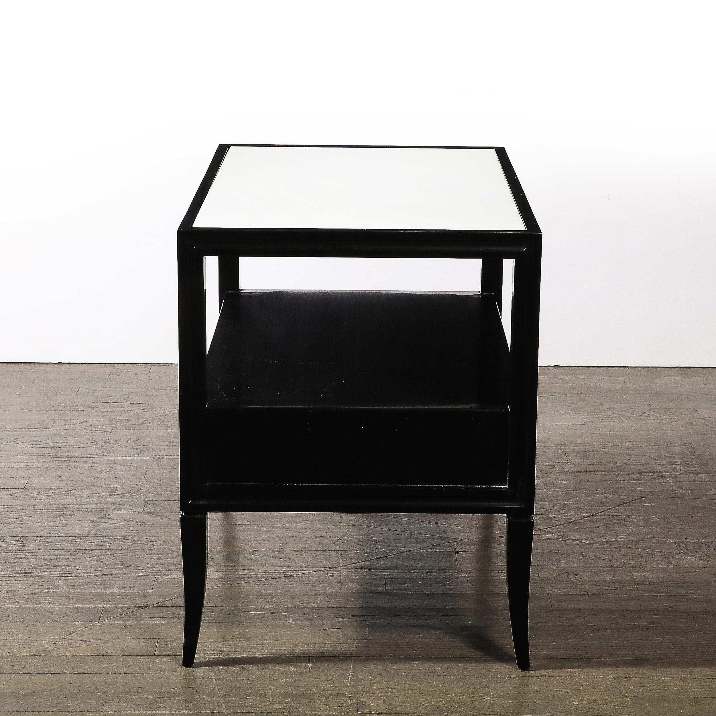 Mid-Century Ebonized Walnut Night Stands/End Tables w/ Brass by Tommi Parzinger For Sale 4