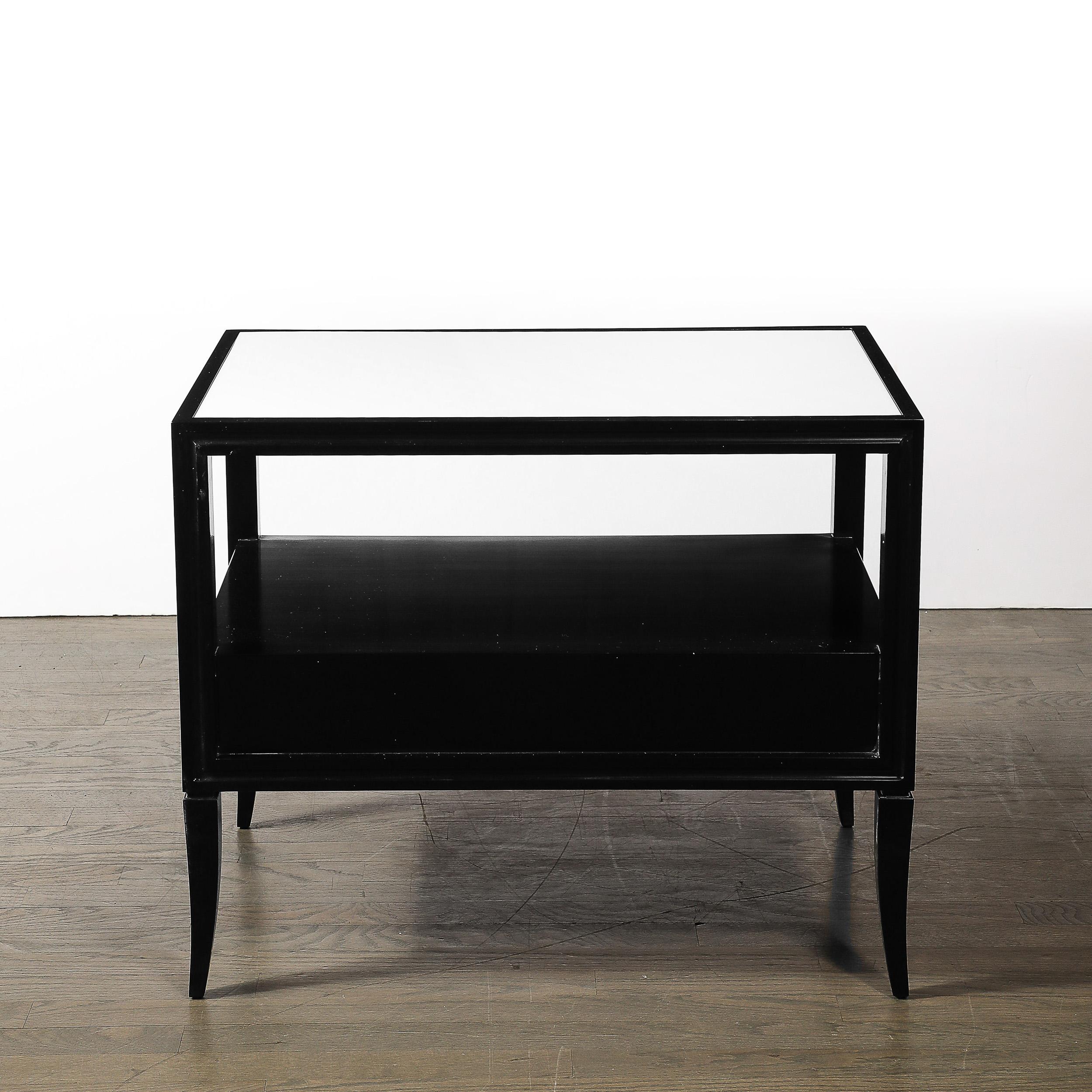 Mid-Century Ebonized Walnut Night Stands/End Tables w/ Brass by Tommi Parzinger For Sale 5