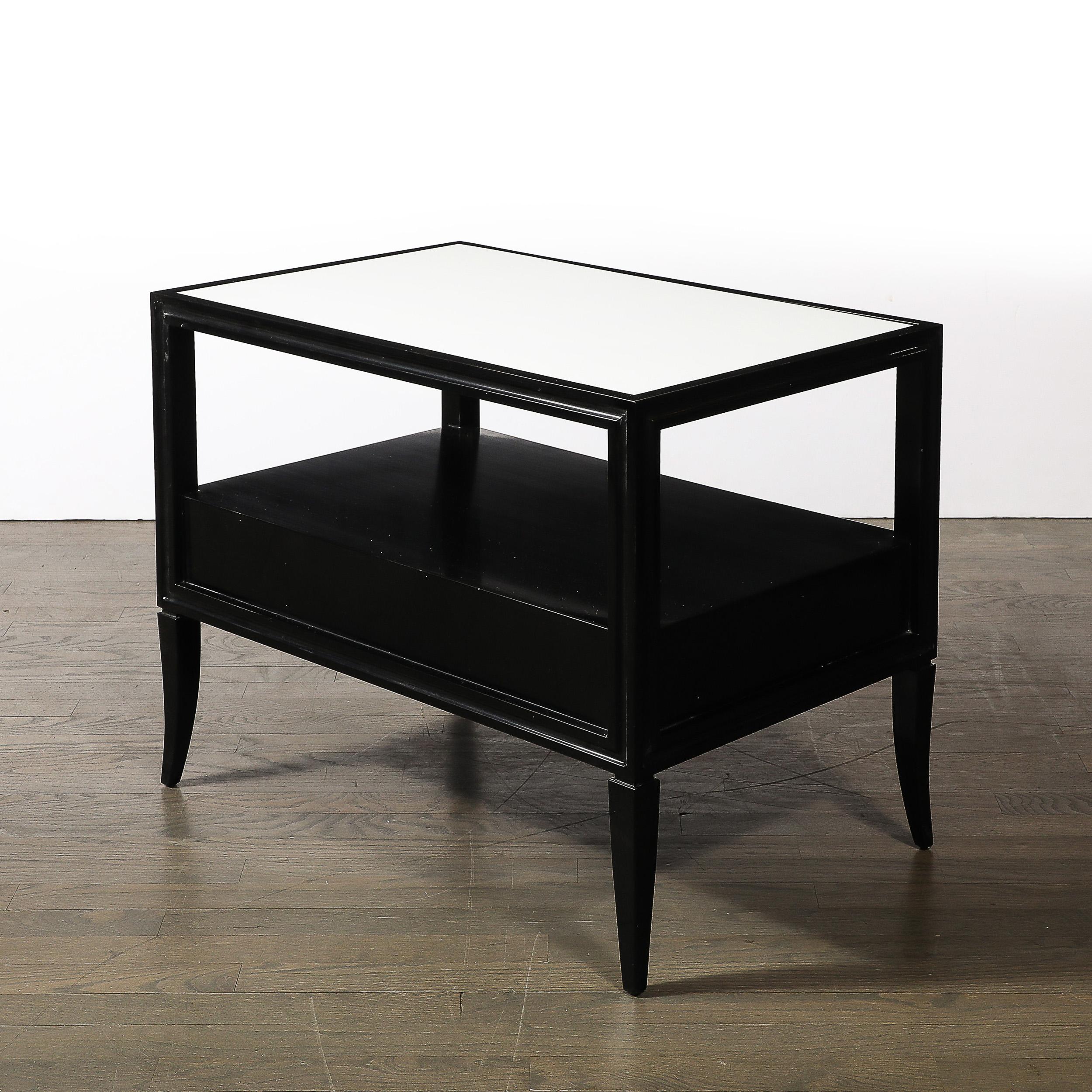 Mid-Century Ebonized Walnut Night Stands/End Tables w/ Brass by Tommi Parzinger For Sale 6