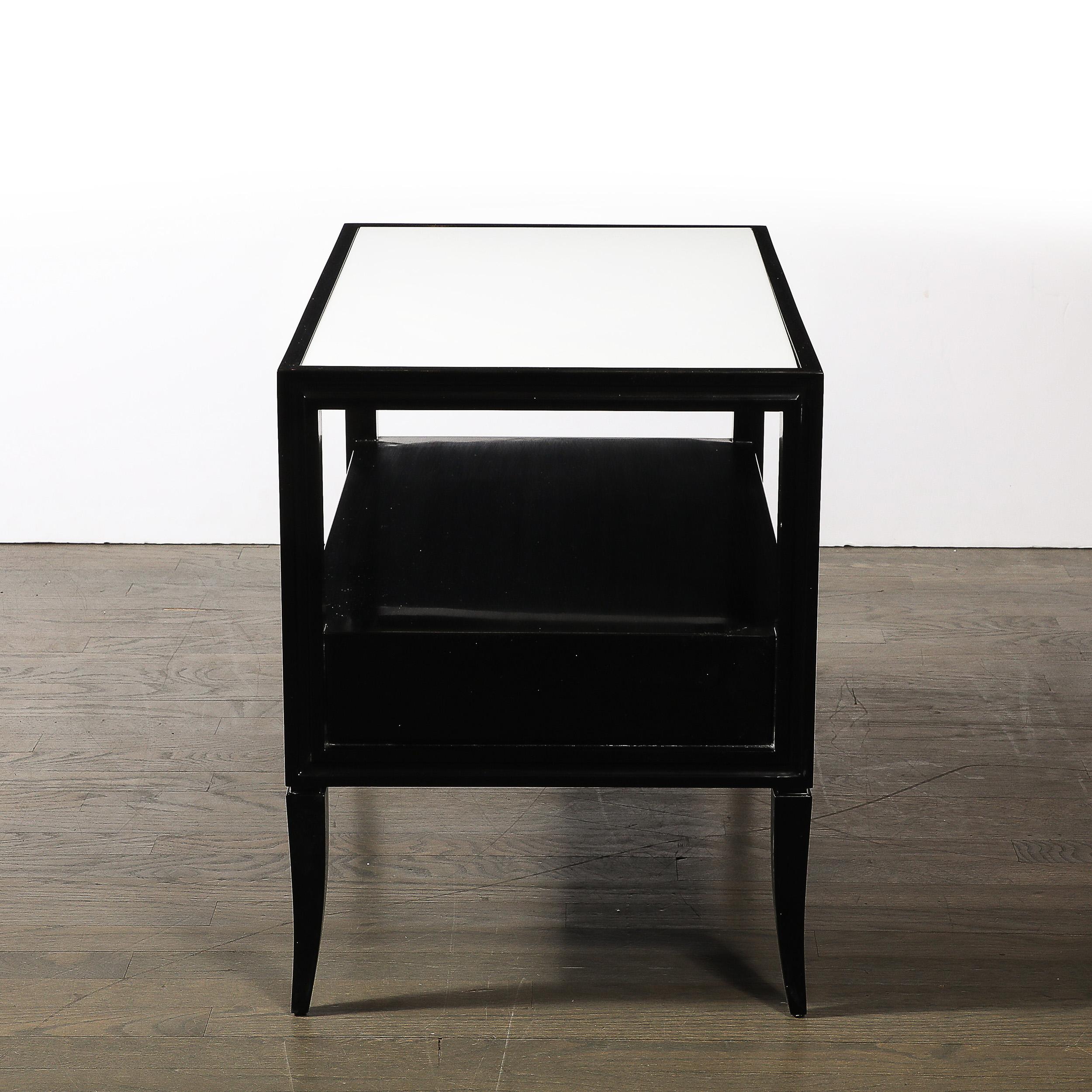 Mid-Century Ebonized Walnut Night Stands/End Tables w/ Brass by Tommi Parzinger For Sale 7