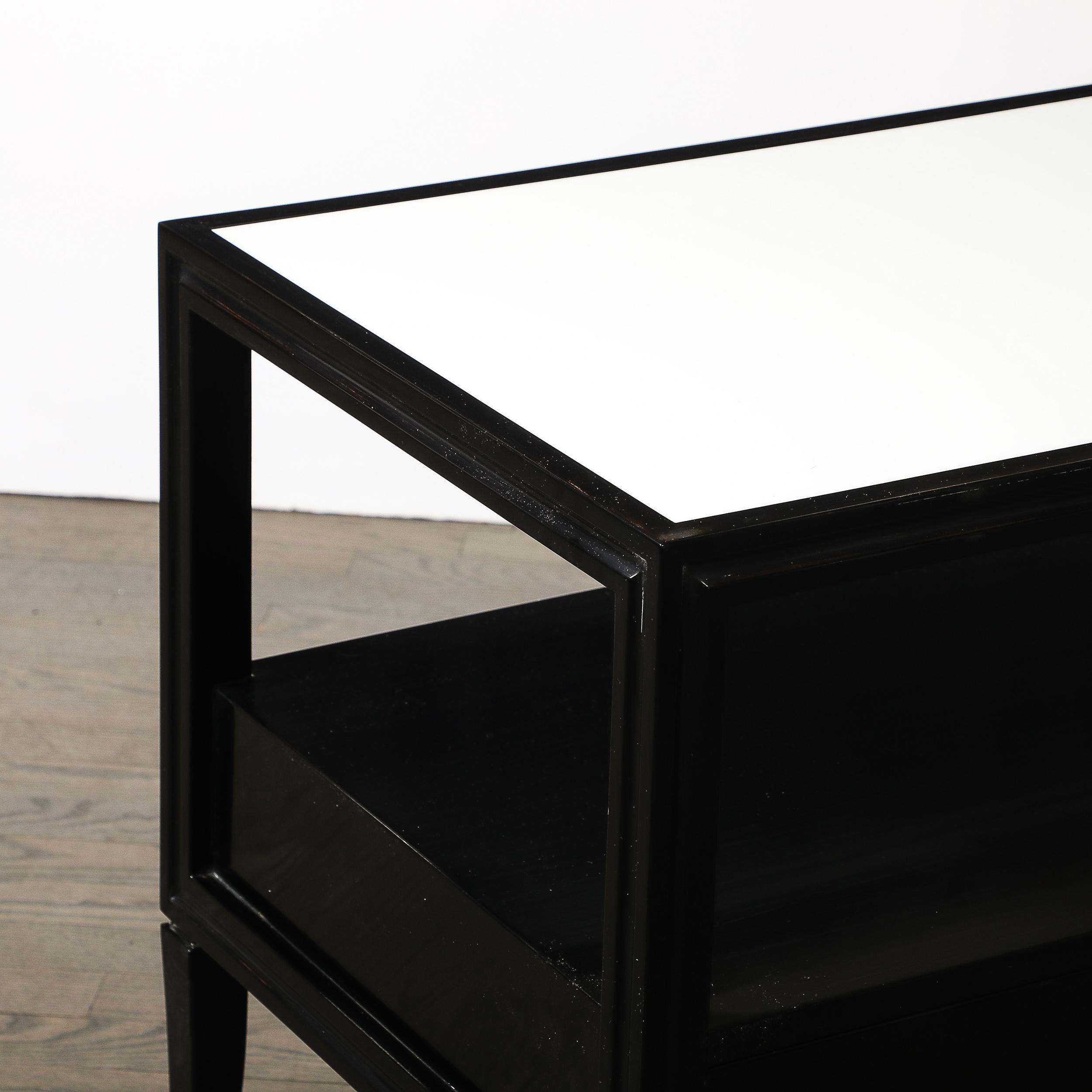 Mid-Century Ebonized Walnut Night Stands/End Tables w/ Brass by Tommi Parzinger For Sale 9