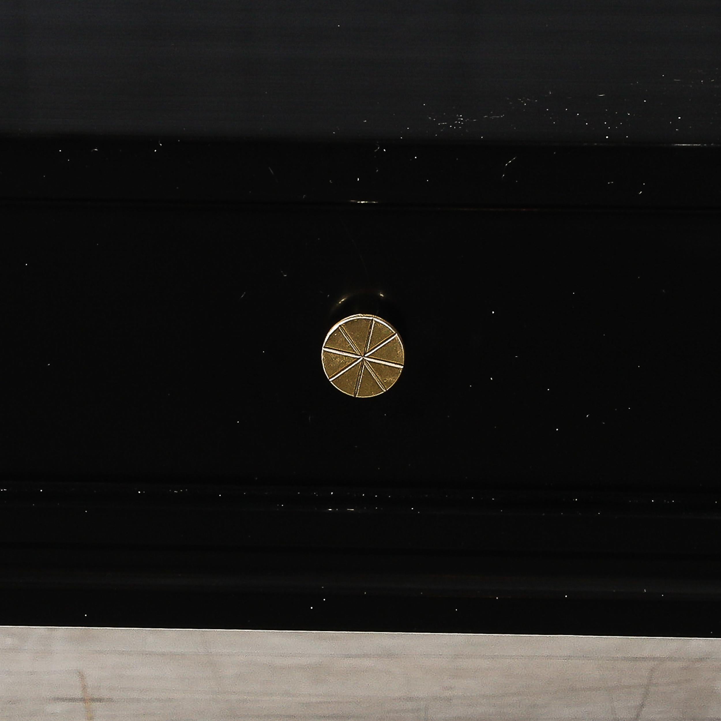 Mid-Century Ebonized Walnut Night Stands/End Tables w/ Brass by Tommi Parzinger In Excellent Condition For Sale In New York, NY