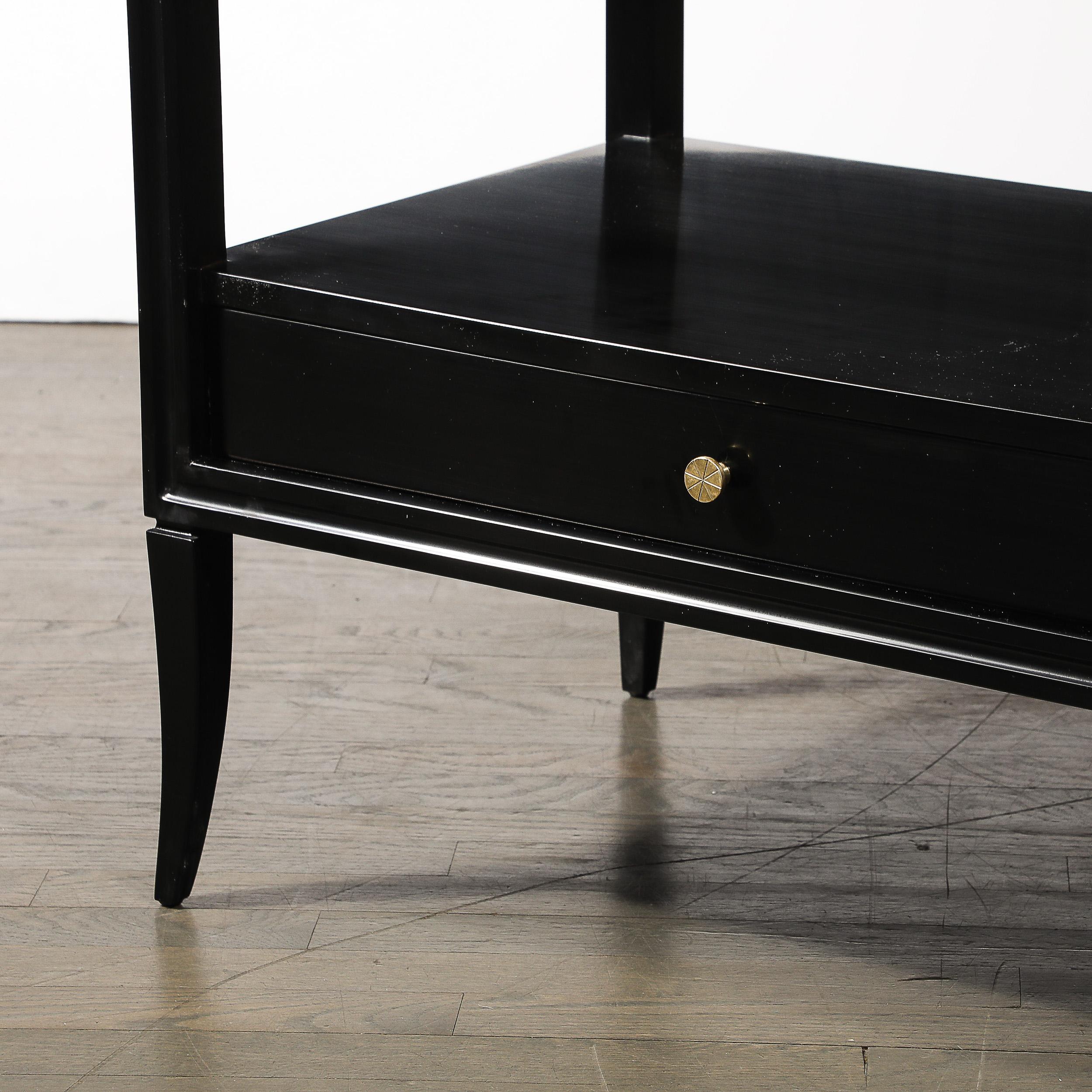 Mid-Century Ebonized Walnut Night Stands/End Tables w/ Brass by Tommi Parzinger For Sale 1