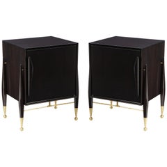 Midcentury Ebonized Walnut Nightstands