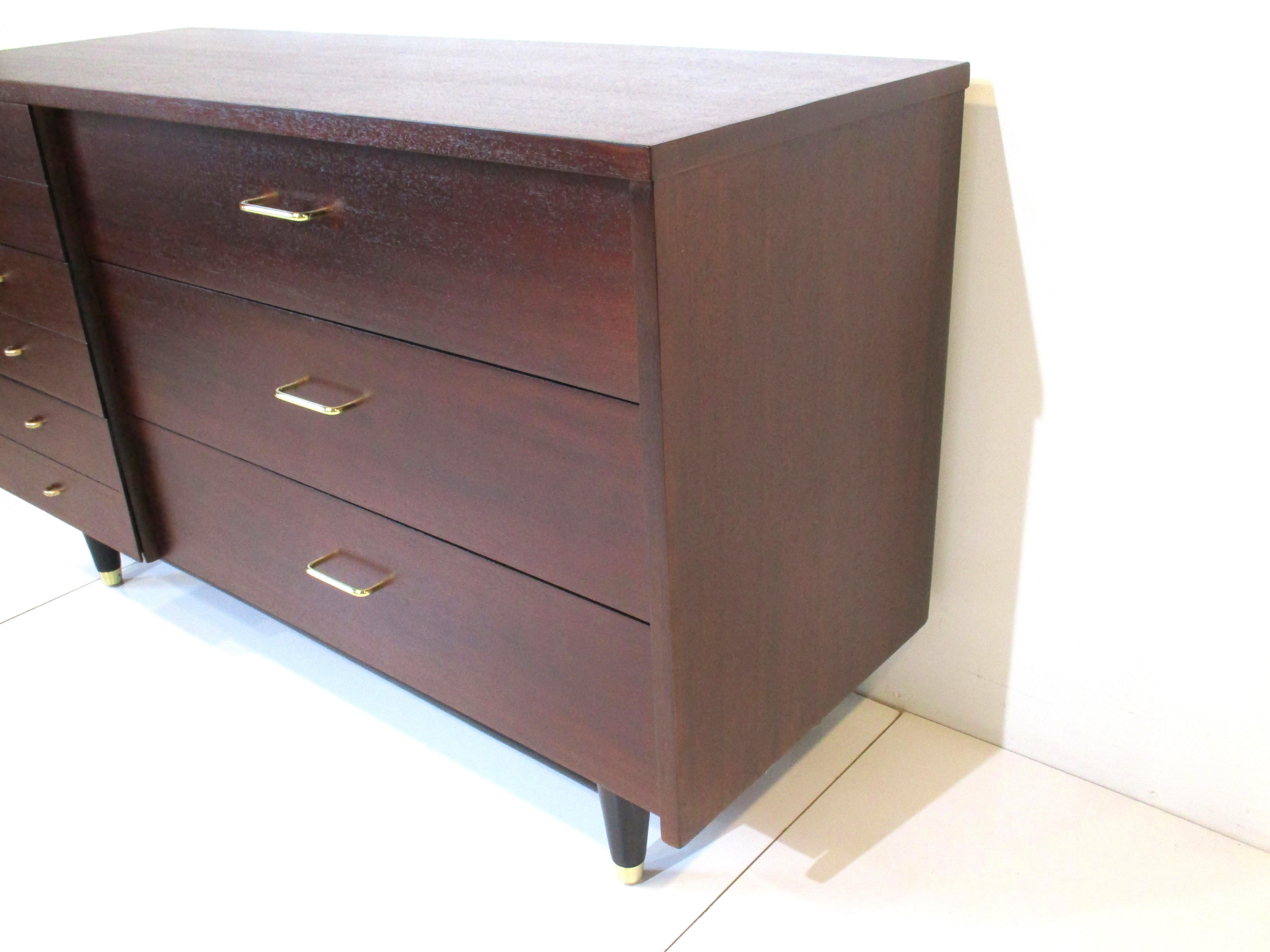 Mid-Century Modern Mid Century Ebony / Brass Dresser Chest