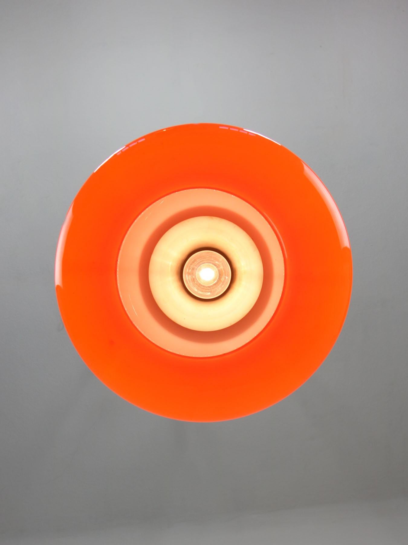 Mid-Century Eclectic Neon Glass and Brass Pendant Lamp In Good Condition For Sale In Ljubljana, SI