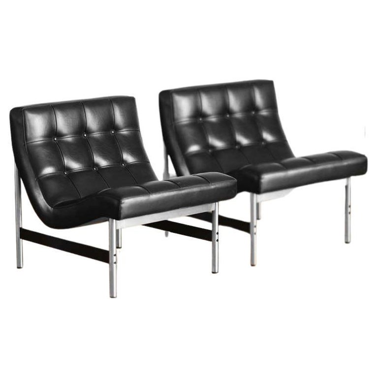 Mid Century EcoLeather Chairs 'Set of 2' For Sale at 1stDibs