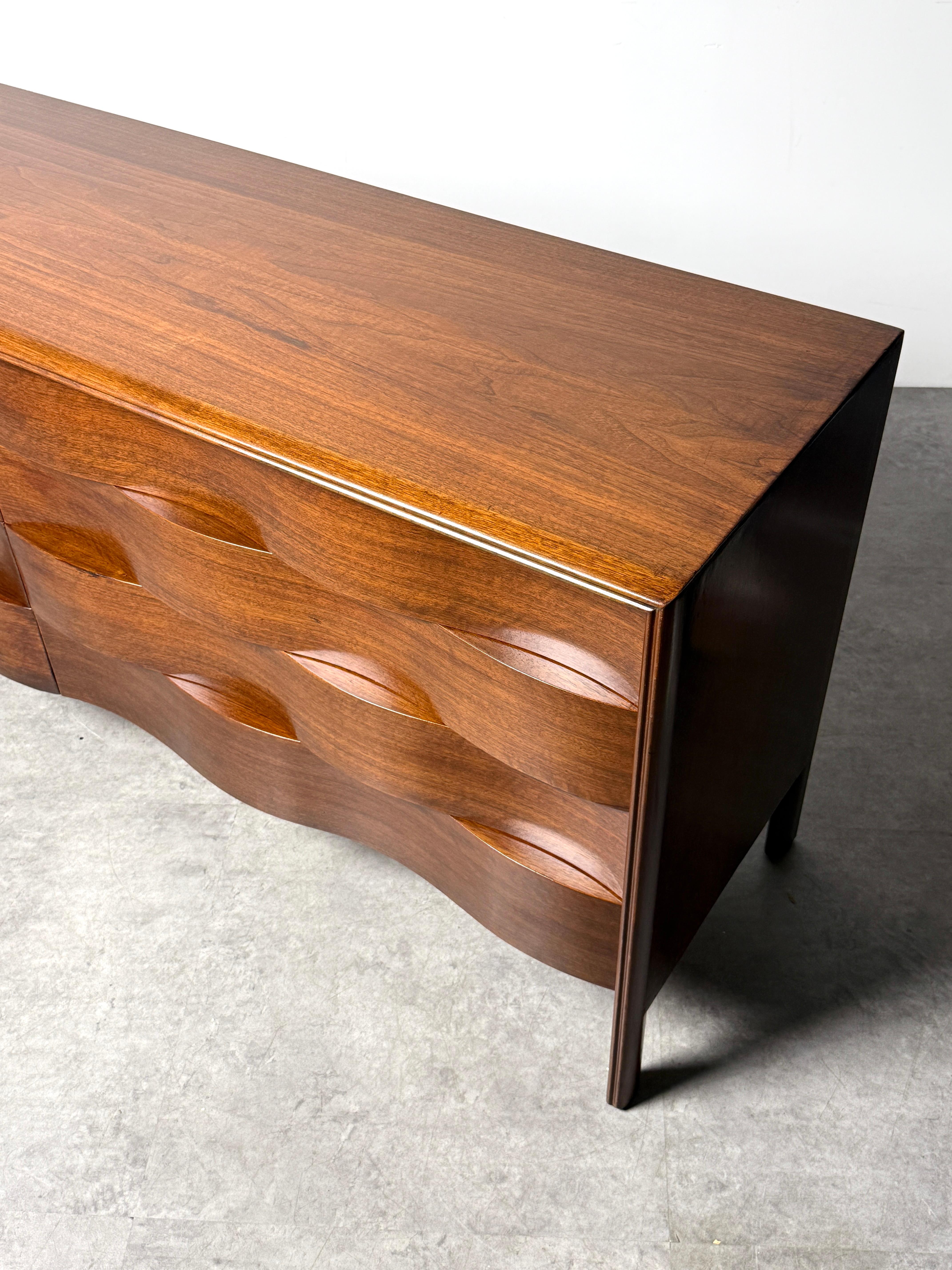 Mid Century Edmond J Spence Wave Front Eight Drawer Dresser Cabinet Sweden 1950s 4