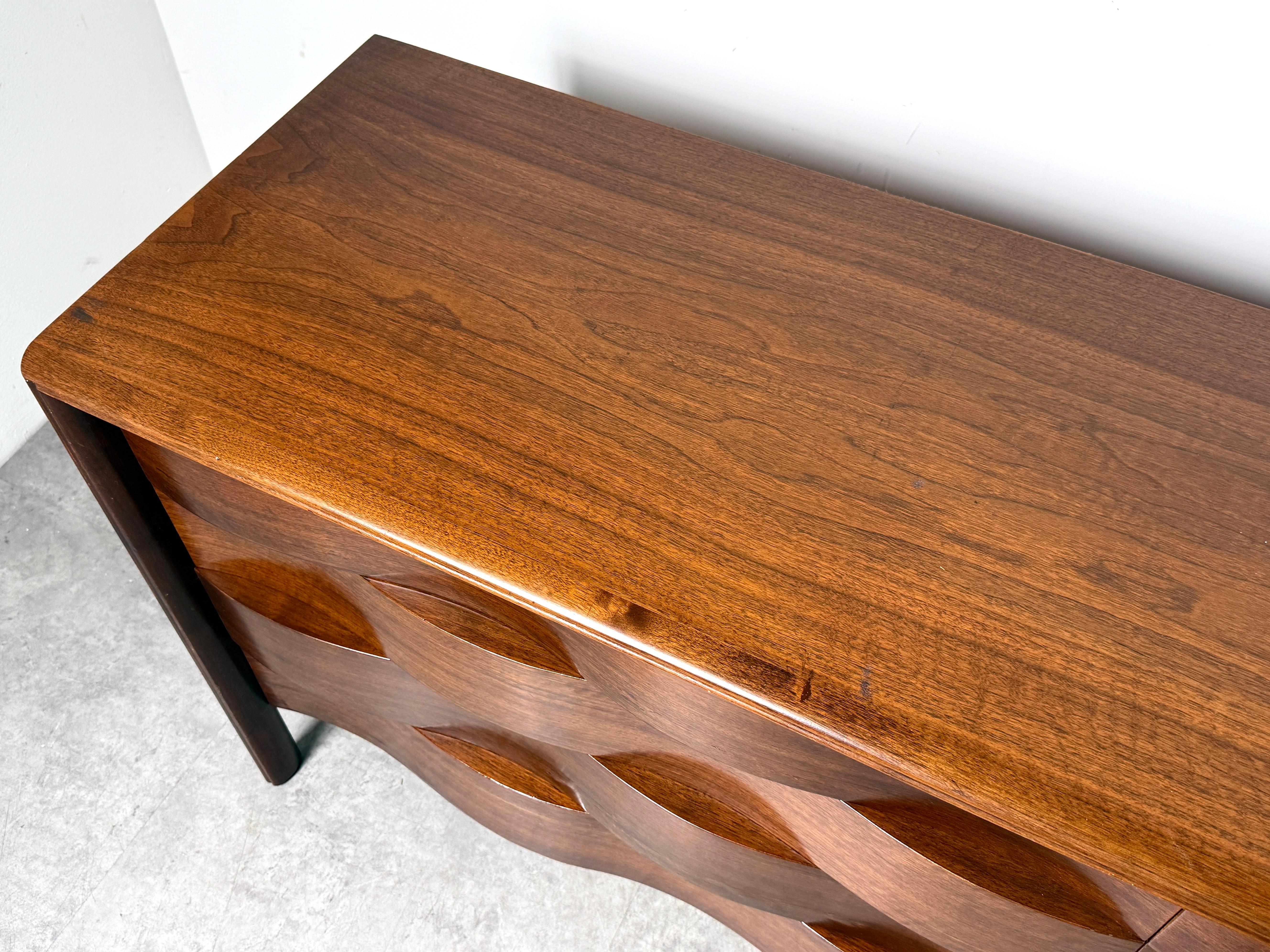 Mid Century Edmond J Spence Wave Front Eight Drawer Dresser Cabinet Sweden 1950s 5