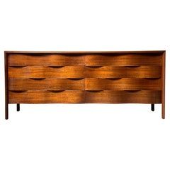 Mid Century Edmond J Spence Wave Front Eight Drawer Dresser Cabinet Sweden 1950s
