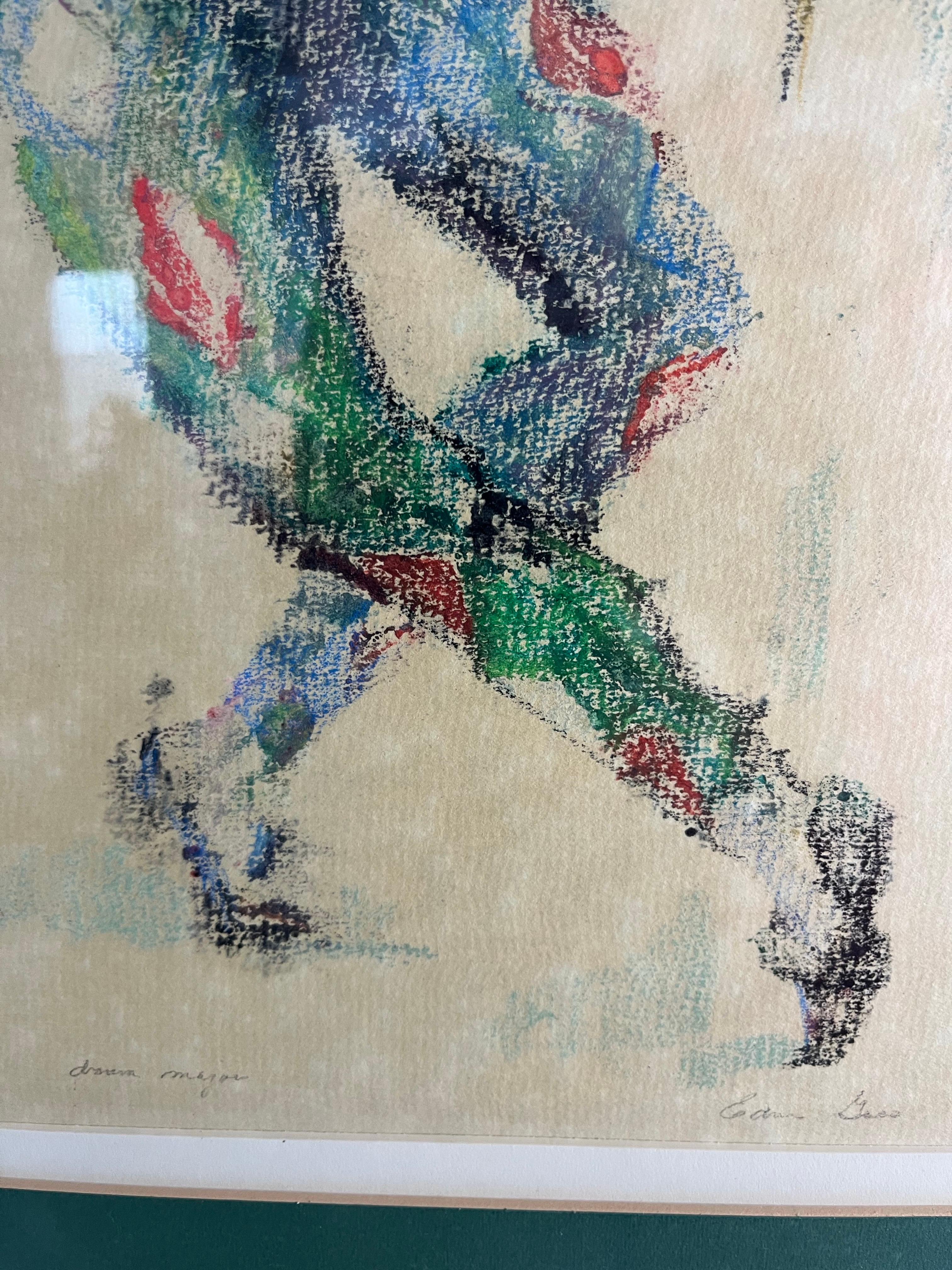 Mitte des Jahrhunderts Edna Gass Harlekin Jester Gemälde Drama Major (Farbe) im Angebot