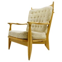 Mid-Century "Edouard" Armchair In Solid Oak by Guillerme And Chambron 