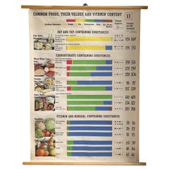 Tableau éducatif du milieu du siècle sur les aliments courants, à enrouler