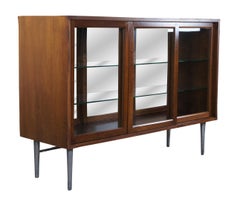 Edward Wormley Dunbar Walnut Showcase Curio Display Cabinet Bookcase