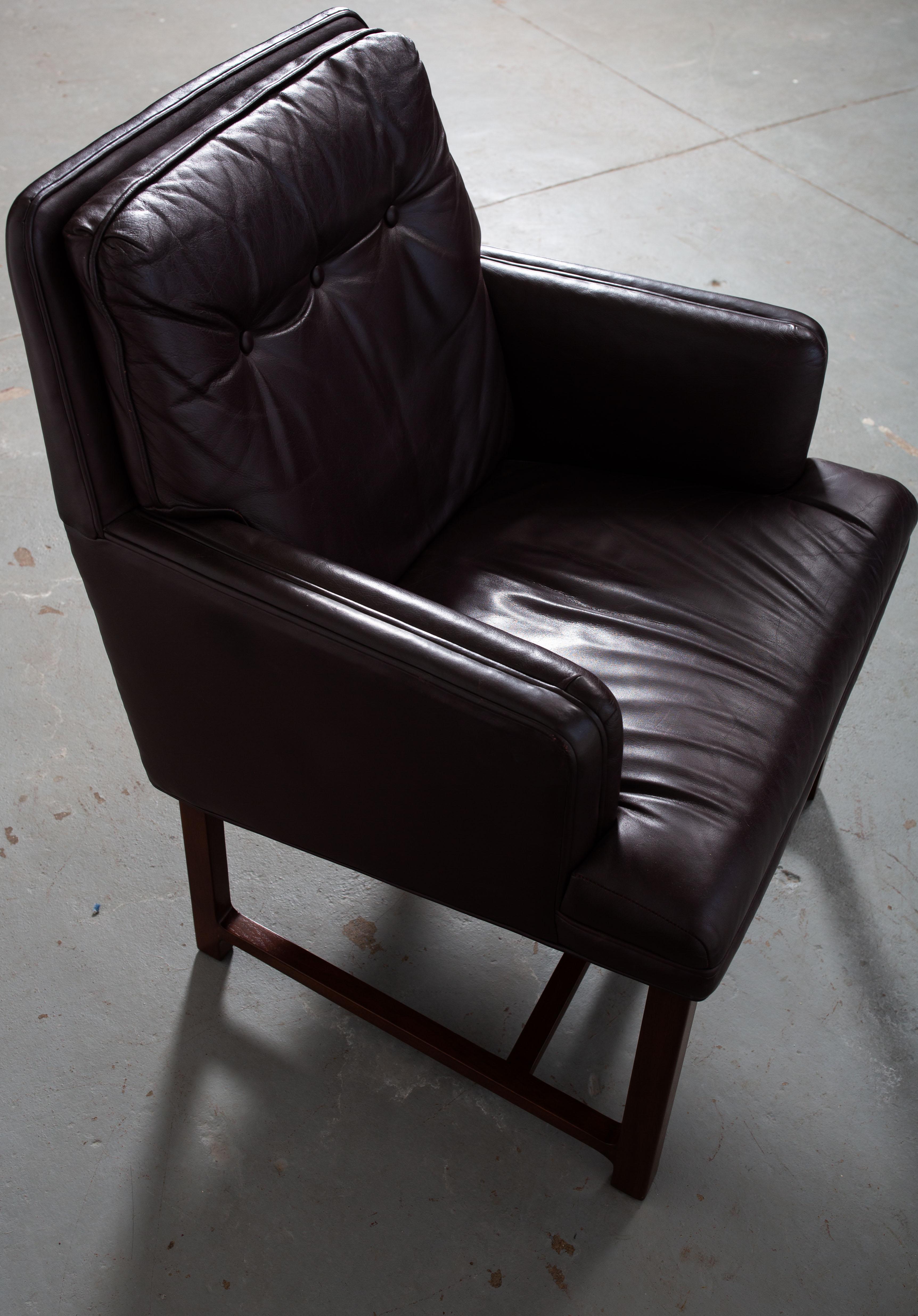 Midcentury Edward Wormley for Dunbar Armchairs with Original Leather 6