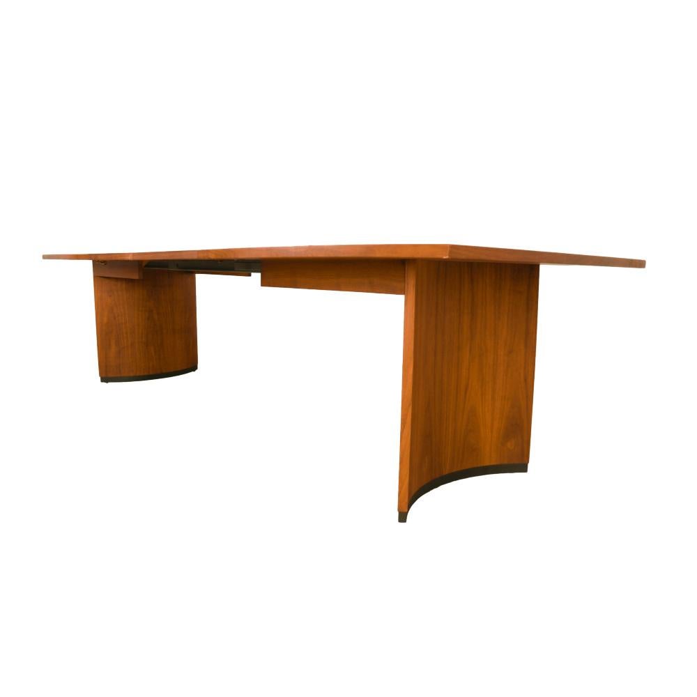 American Mid-Century Edward Wormley Style Double Pedestal Extendable Dining Table 