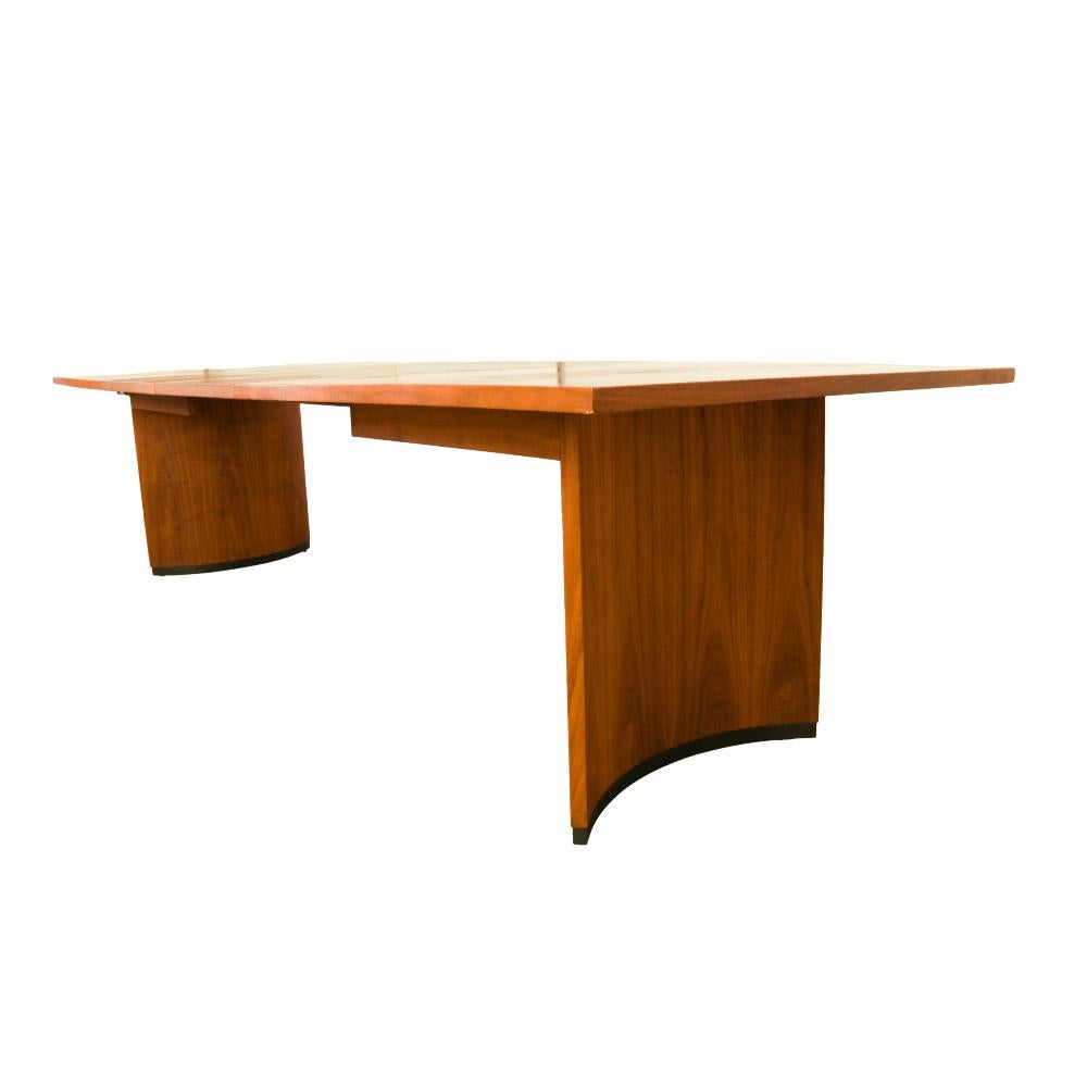 Late 20th Century Mid-Century Edward Wormley Style Double Pedestal Extendable Dining Table 