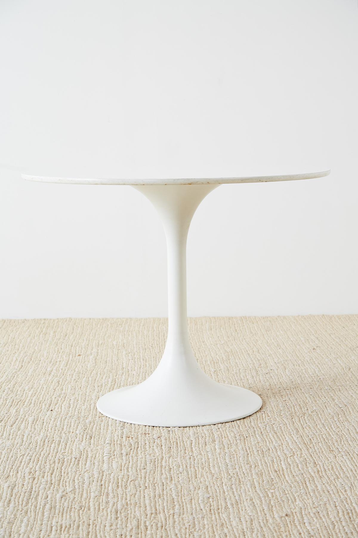 Laminated Midcentury Eero Saarinen Style White Tulip Table