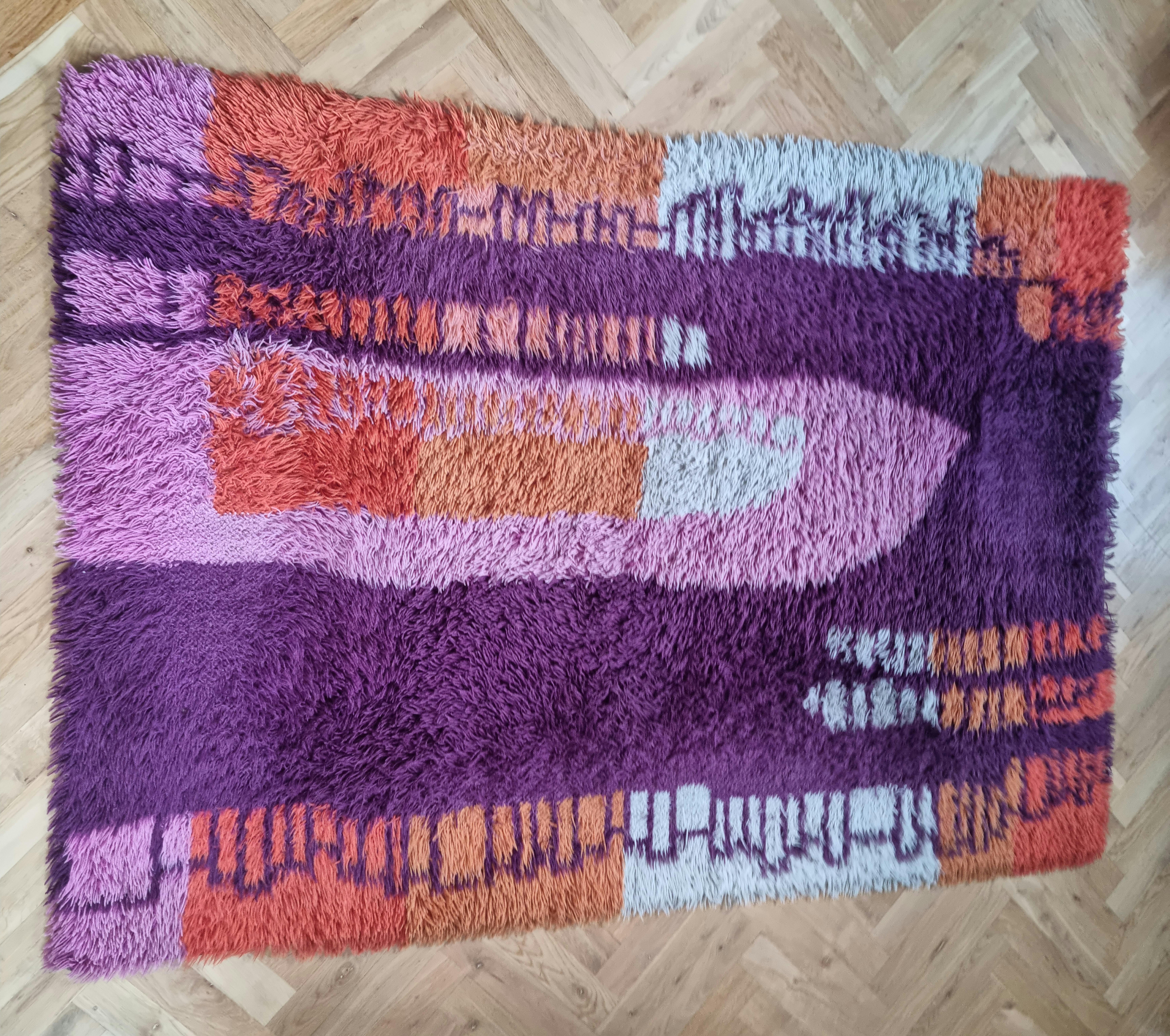 Danish Mid Century Ege Rya Style Rug or Carpet, Denmark, 1970s For Sale