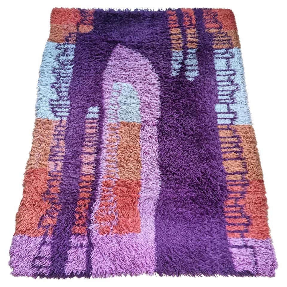 Vintage Danish Rya Rug Manufactured by Ege Taepper For Sale at 1stDibs
