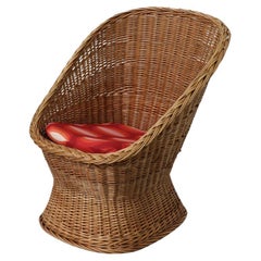 Mid-Century Egon Eiermann Style "Model 165" Rattan Lounge Chair by Rohe Noordwol