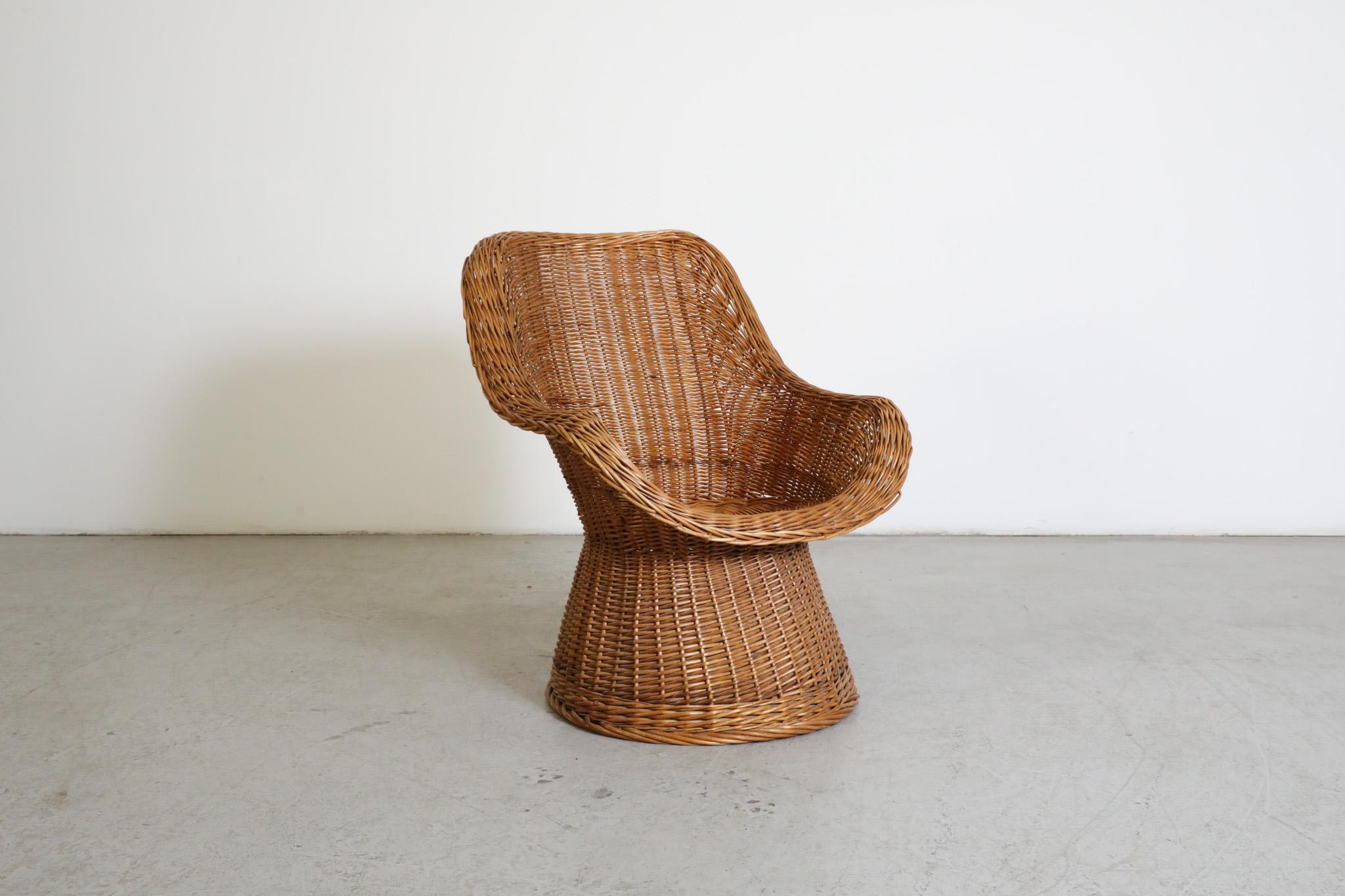 Mid-Century Egon Eiermann Style Woven Rattan Lounge Chair 10