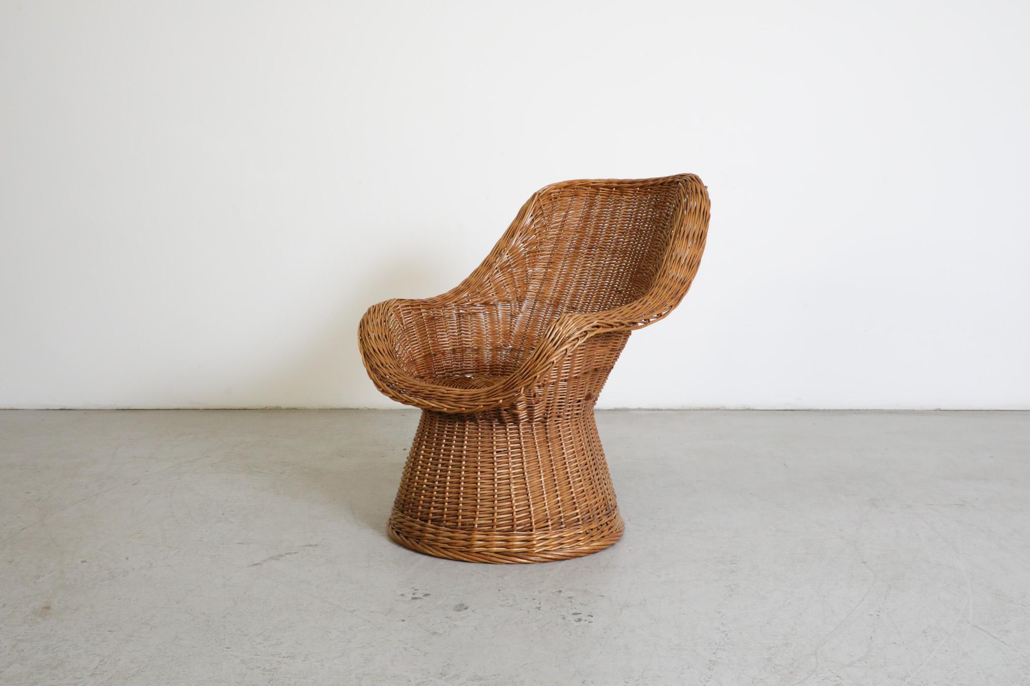 Mid-Century Modern Mid-Century Egon Eiermann Style Woven Rattan Lounge Chair For Sale