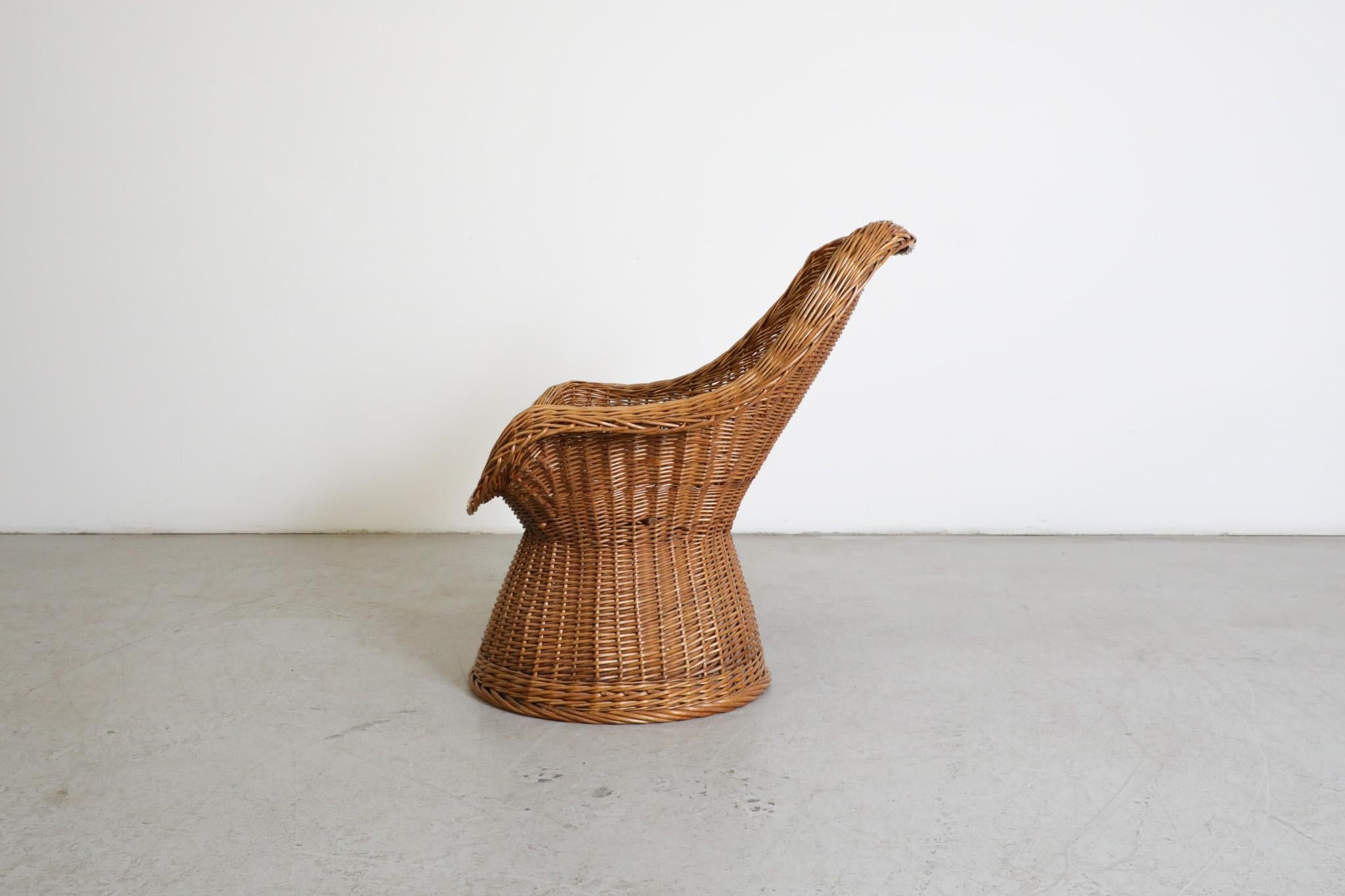 Dutch Mid-Century Egon Eiermann Style Woven Rattan Lounge Chair For Sale
