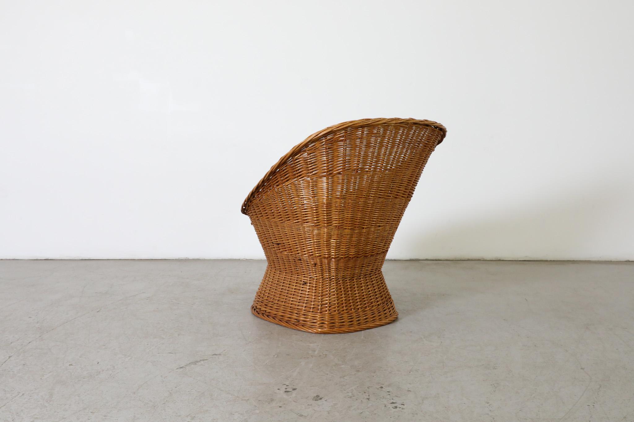Mid-20th Century Mid-Century Egon Eiermann Style Woven Rattan Lounge Chair