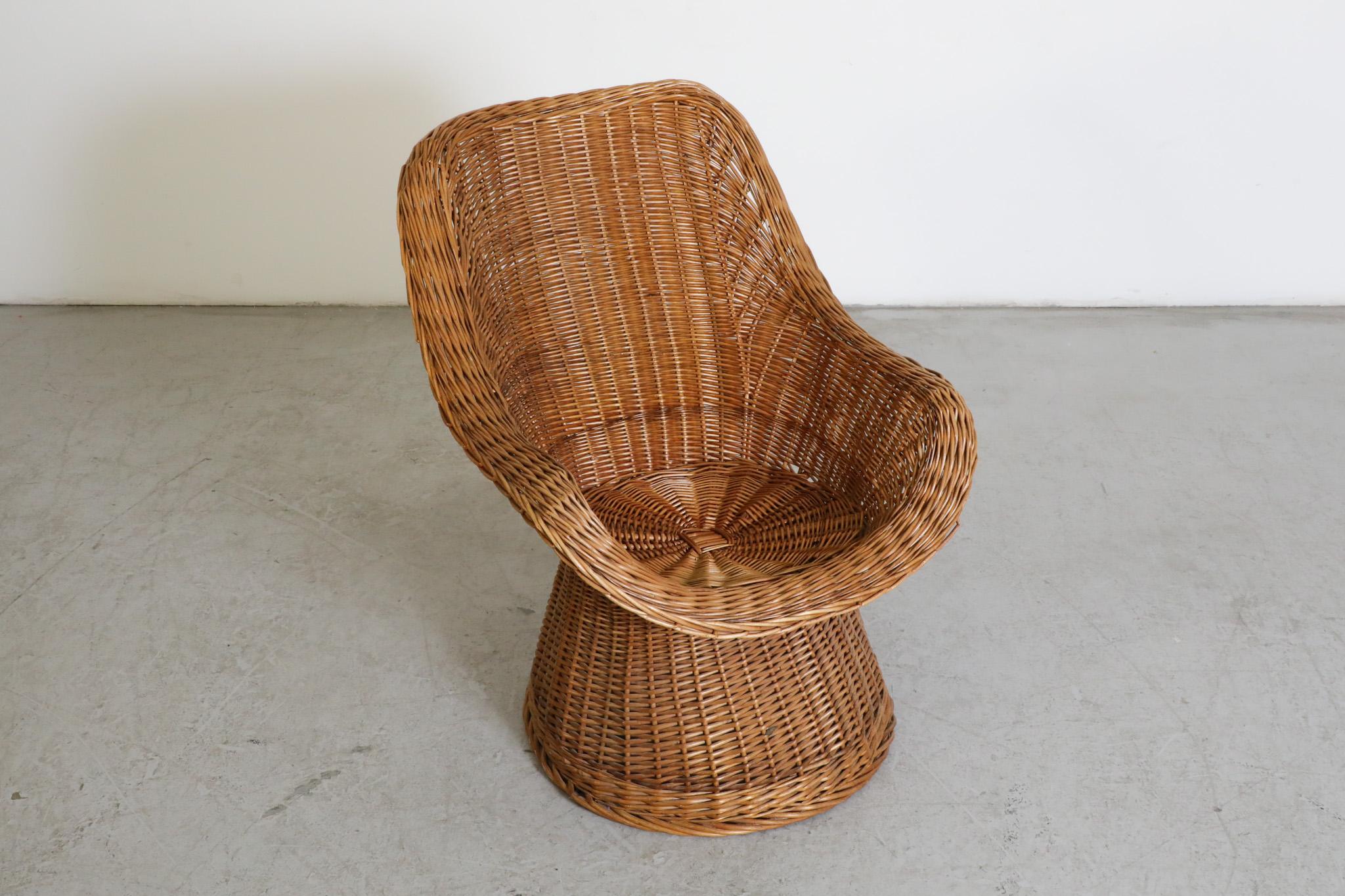 Mid-Century Egon Eiermann Style Woven Rattan Lounge Chair For Sale 2