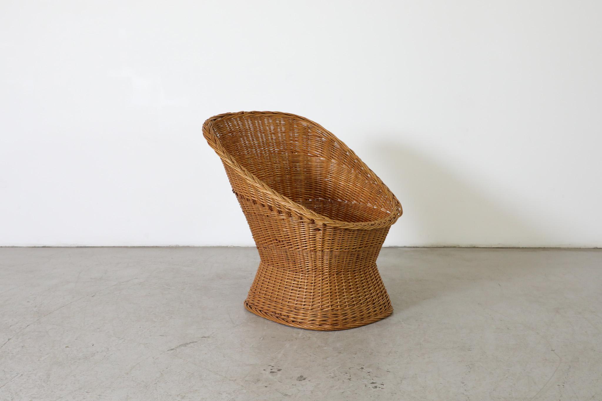 Mid-Century Egon Eiermann Style Woven Rattan Lounge Chair 2