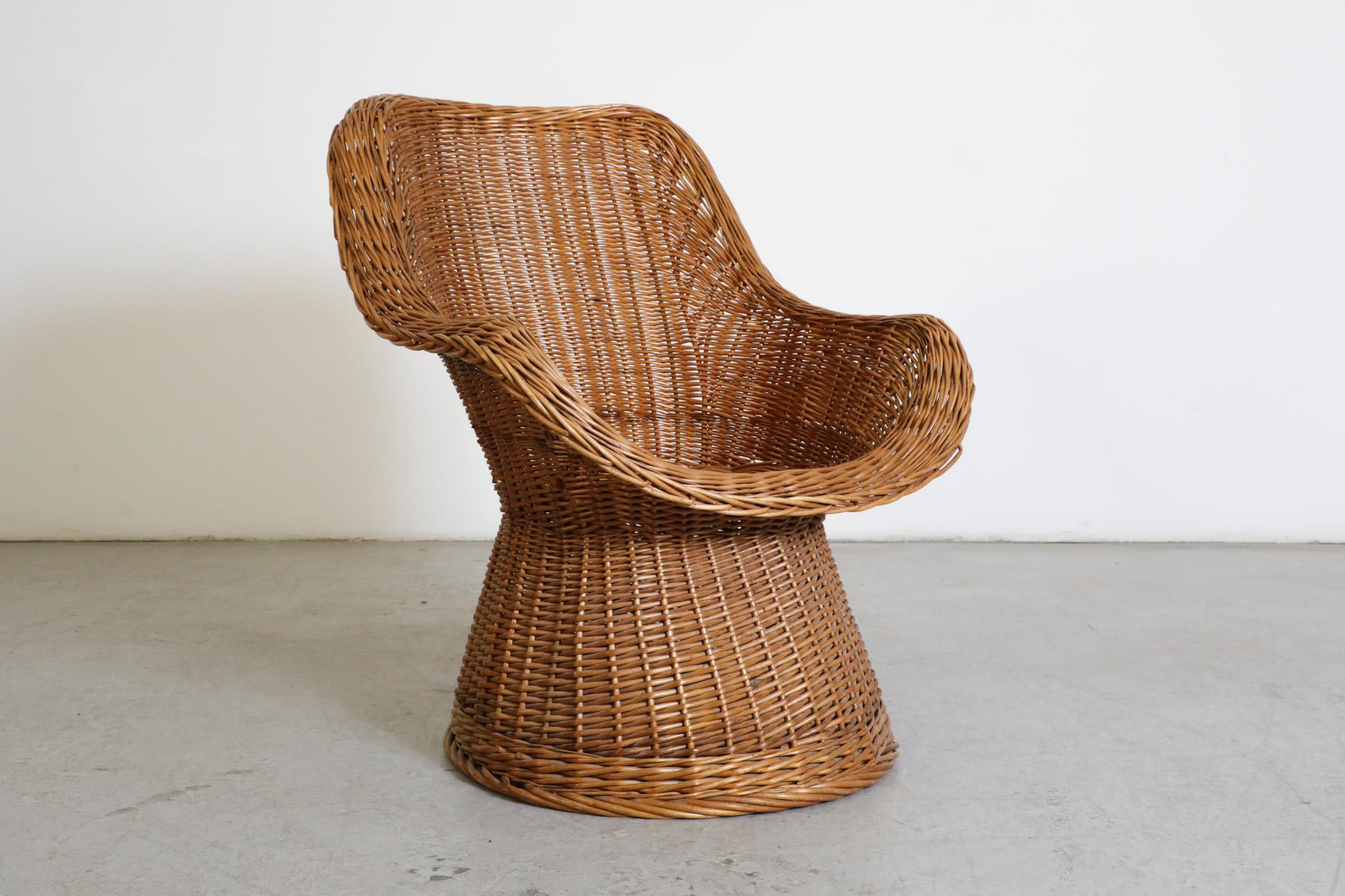Mid-Century Egon Eiermann Style Woven Rattan Lounge Chair 3