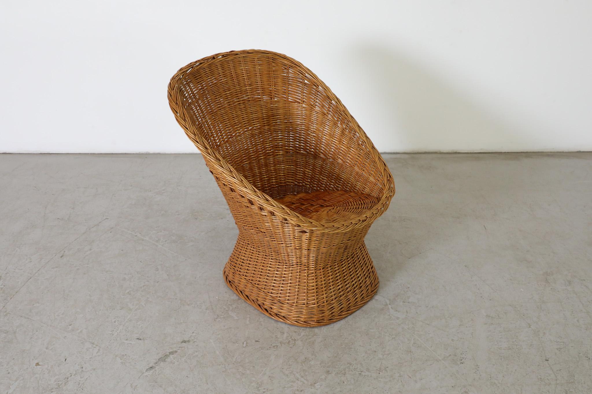 Mid-Century Egon Eiermann Style Woven Rattan Lounge Chair 3