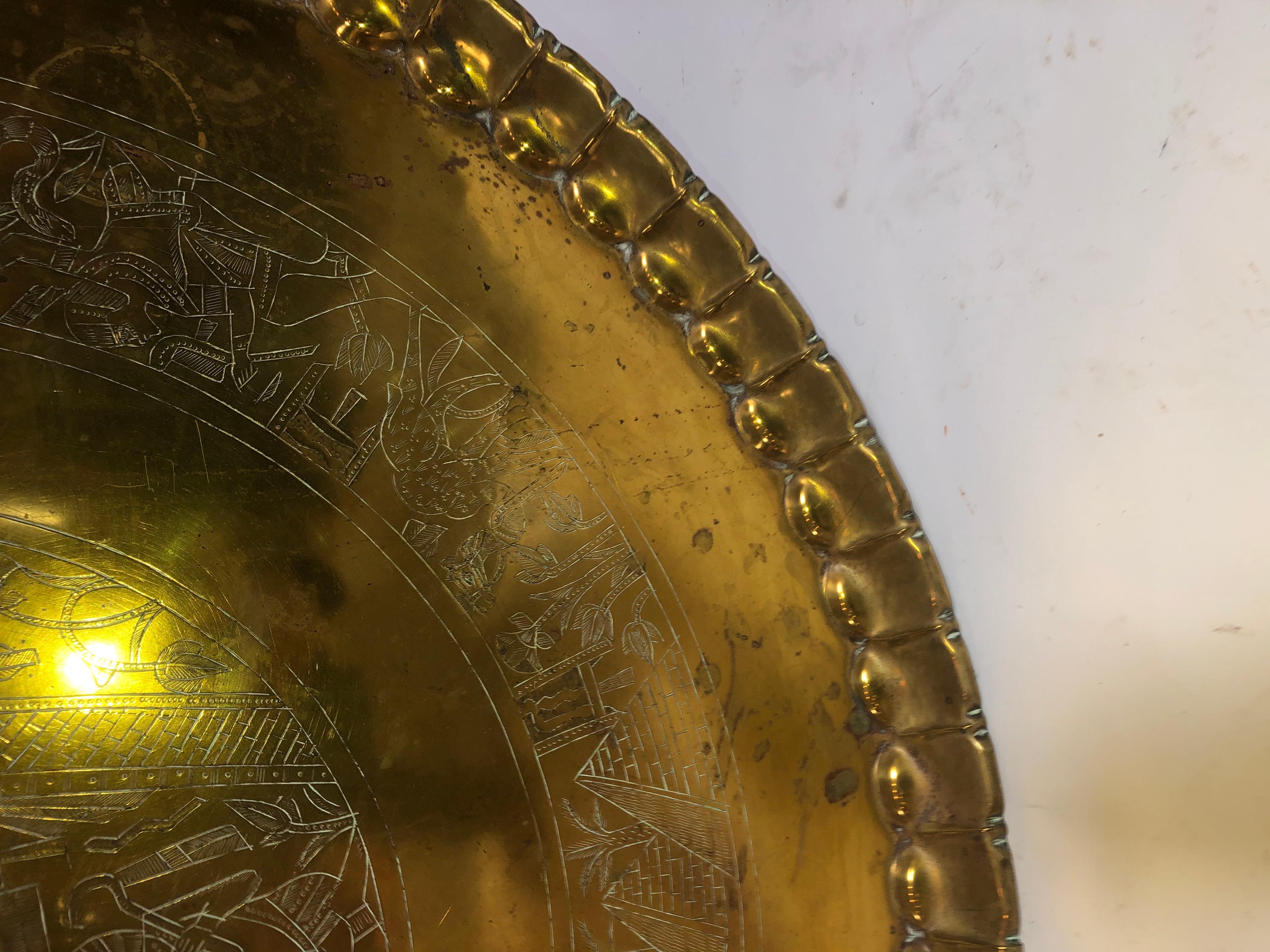 19th Century Midcentury Egyptian Brass Tray