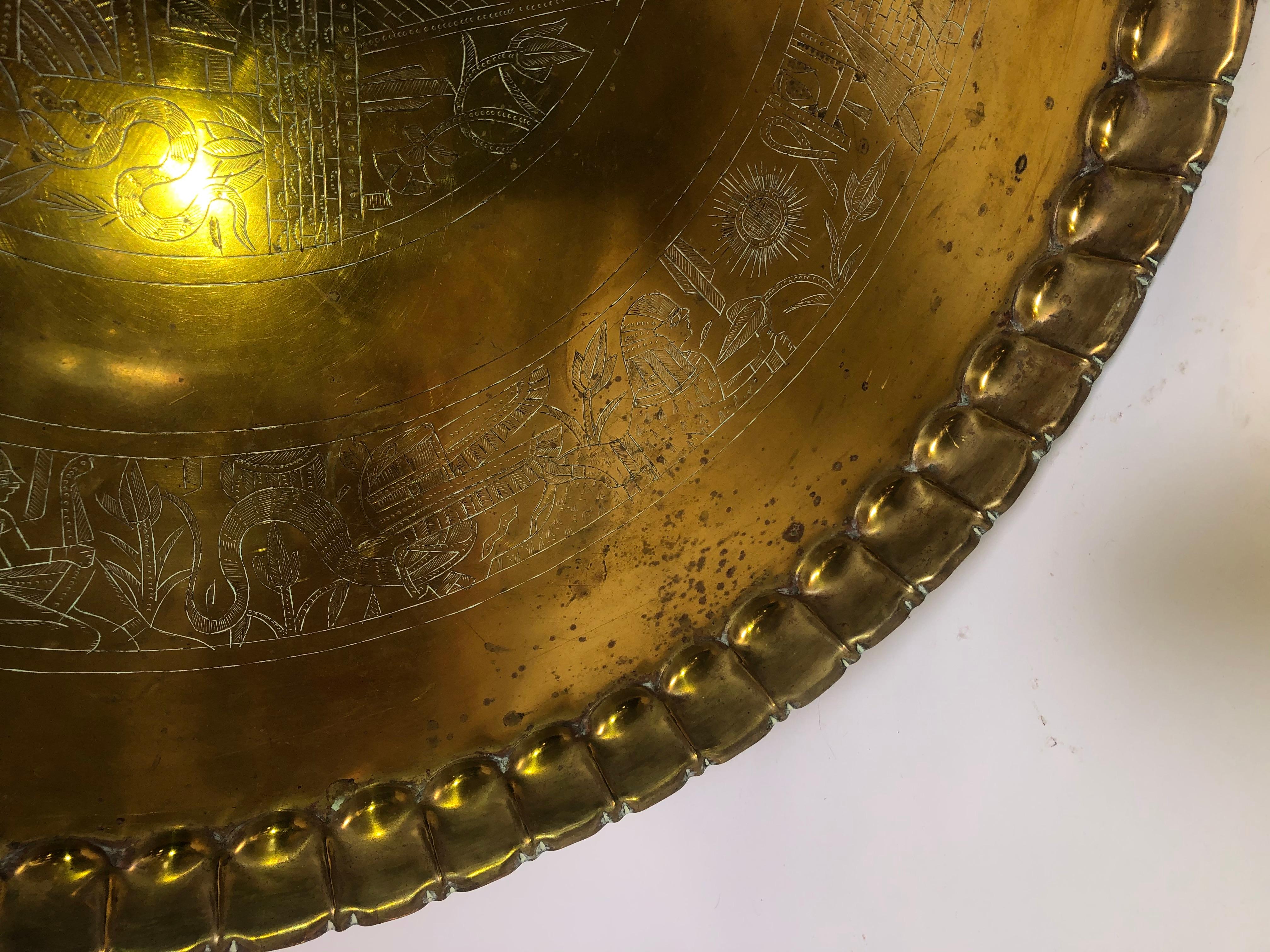 Midcentury Egyptian Brass Tray 1