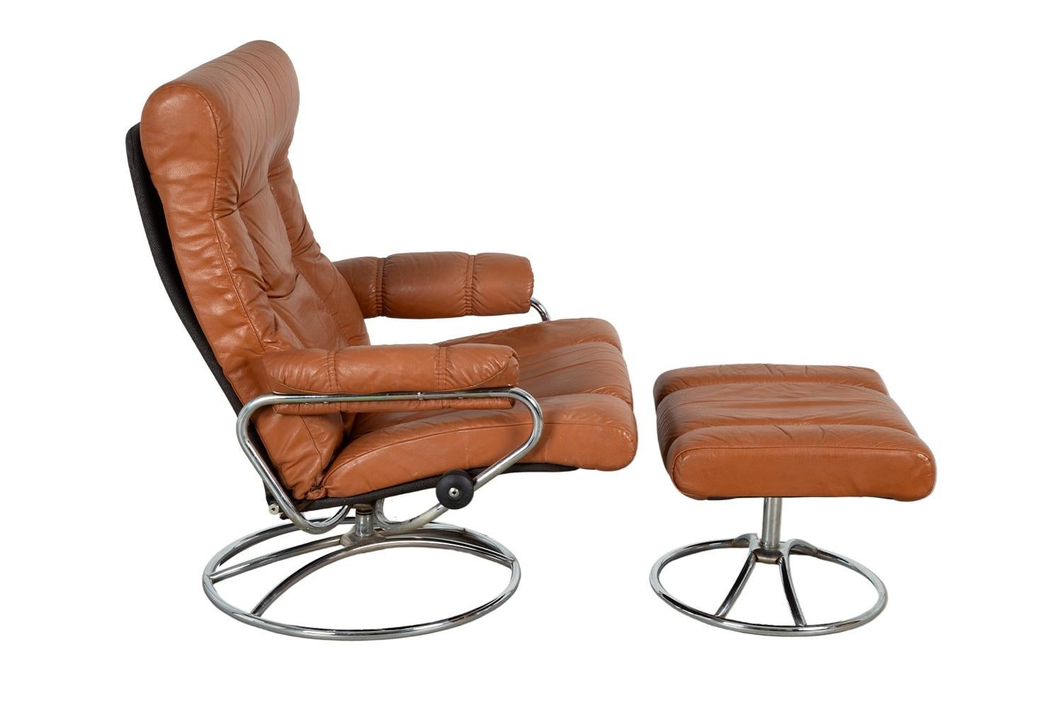 Mid-Century Modern Mid-Century Ekornes Norway Stressless Lounge Chair & Ottoman