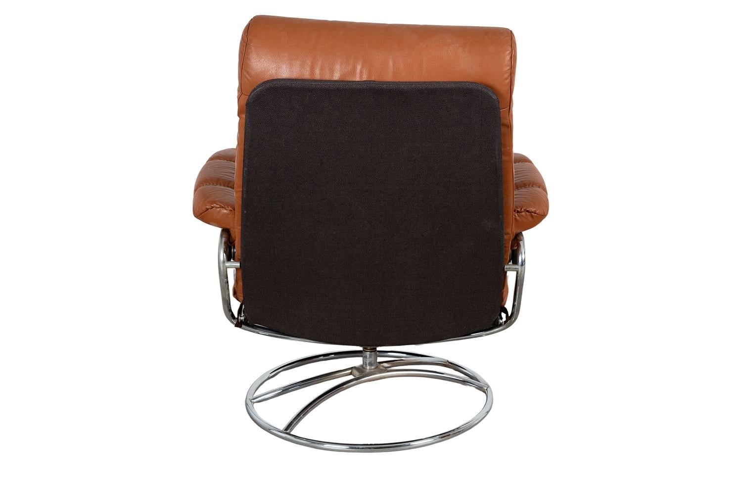 Norwegian Mid-Century Ekornes Norway Stressless Lounge Chair & Ottoman