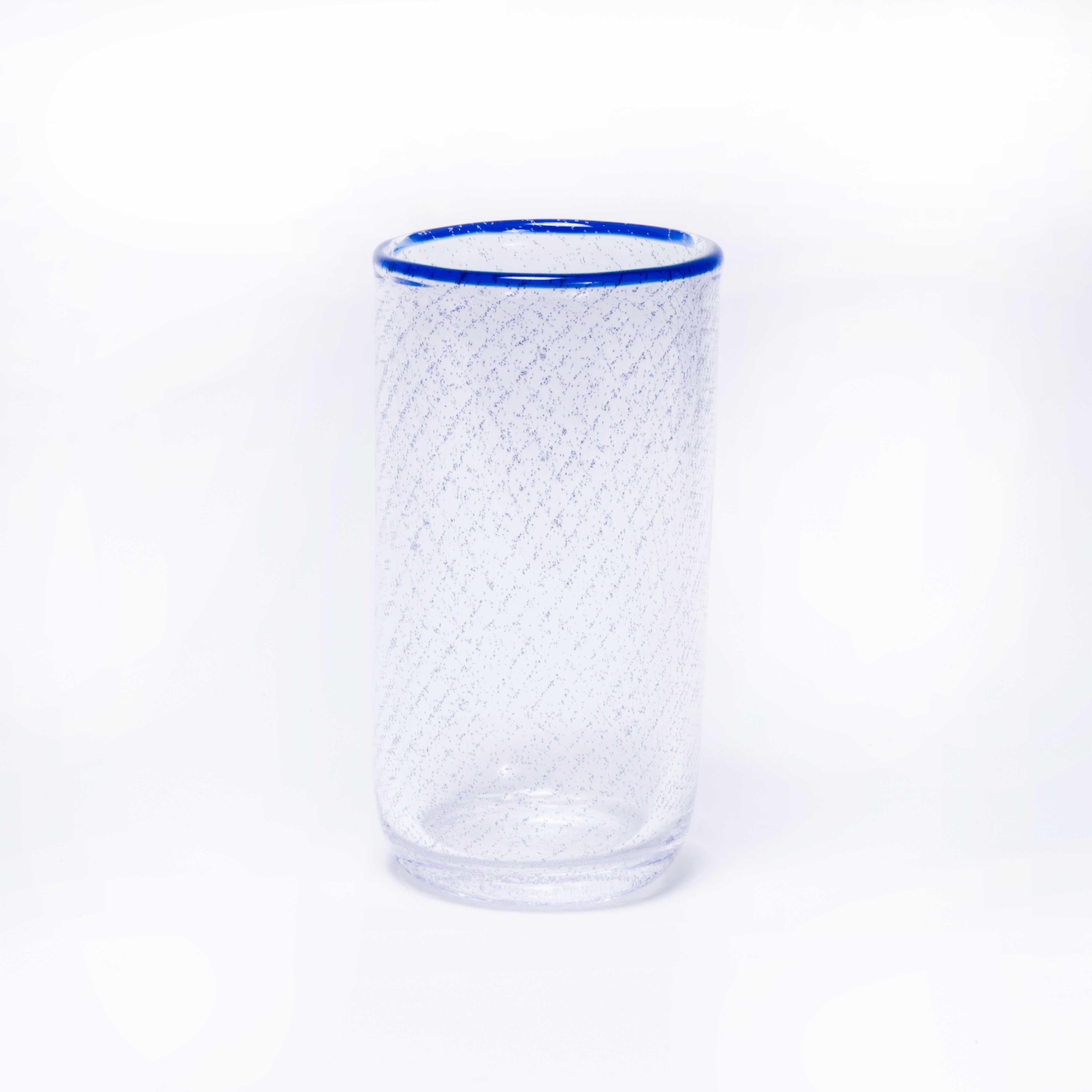 XX secolo Vaso a bolla cilindrica di metà secolo Eleg - Labbro blu in vendita