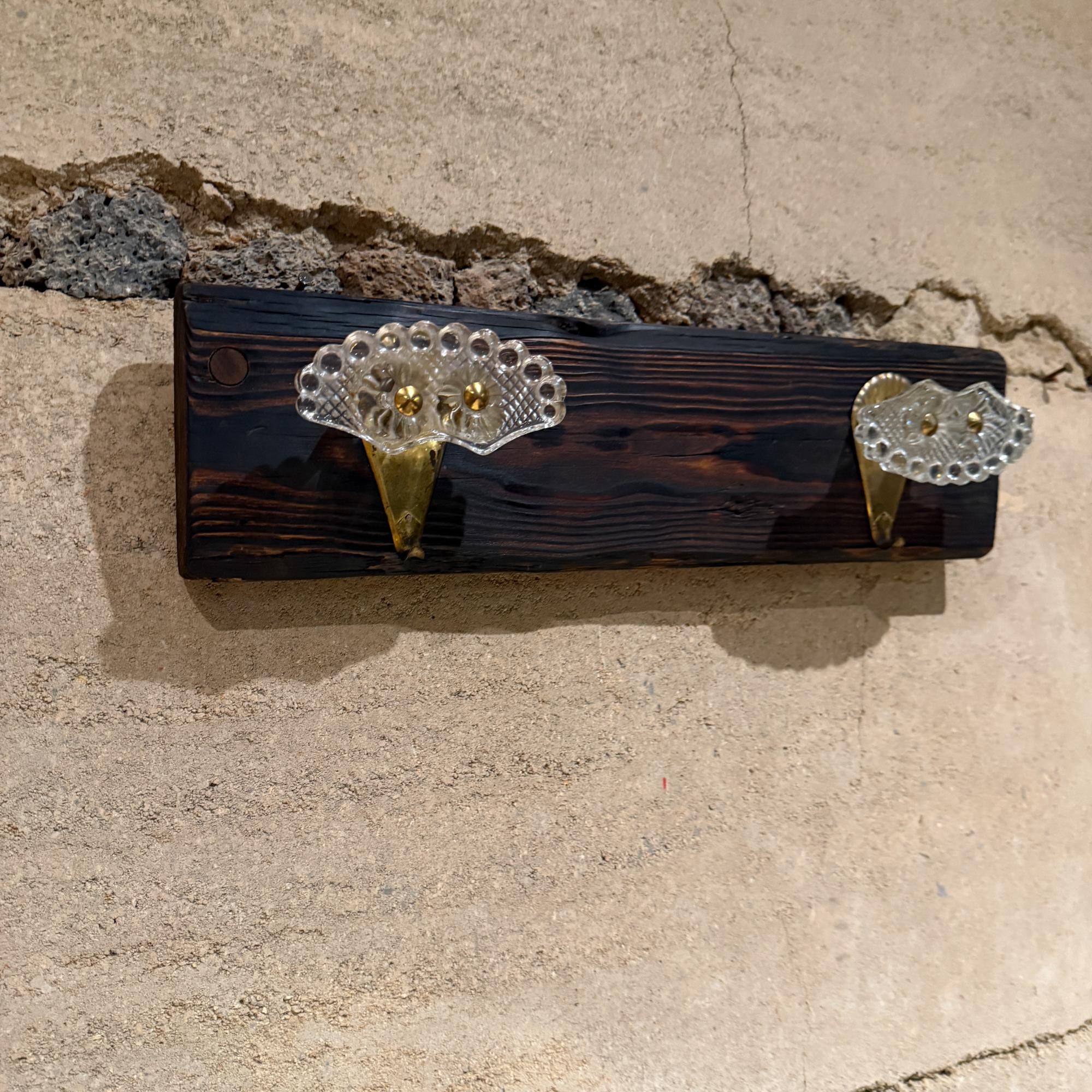 Mid-Century Modern Mid Century Elegant Italian Coat Rack Hooks Brass and Art Glass Set of Two For Sale