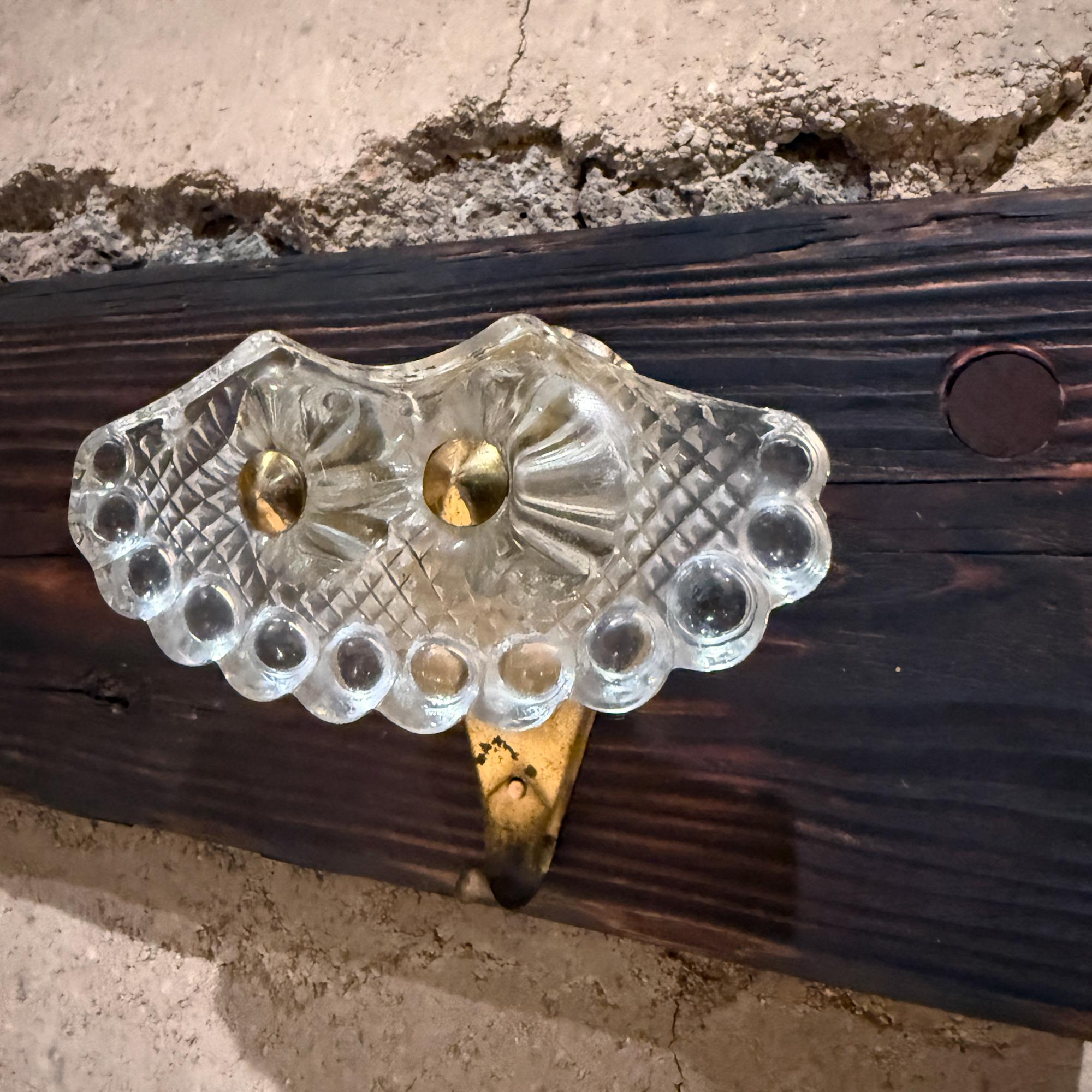 Mid Century Elegant Italian Coat Rack Hooks Brass and Art Glass Set of Two For Sale 1