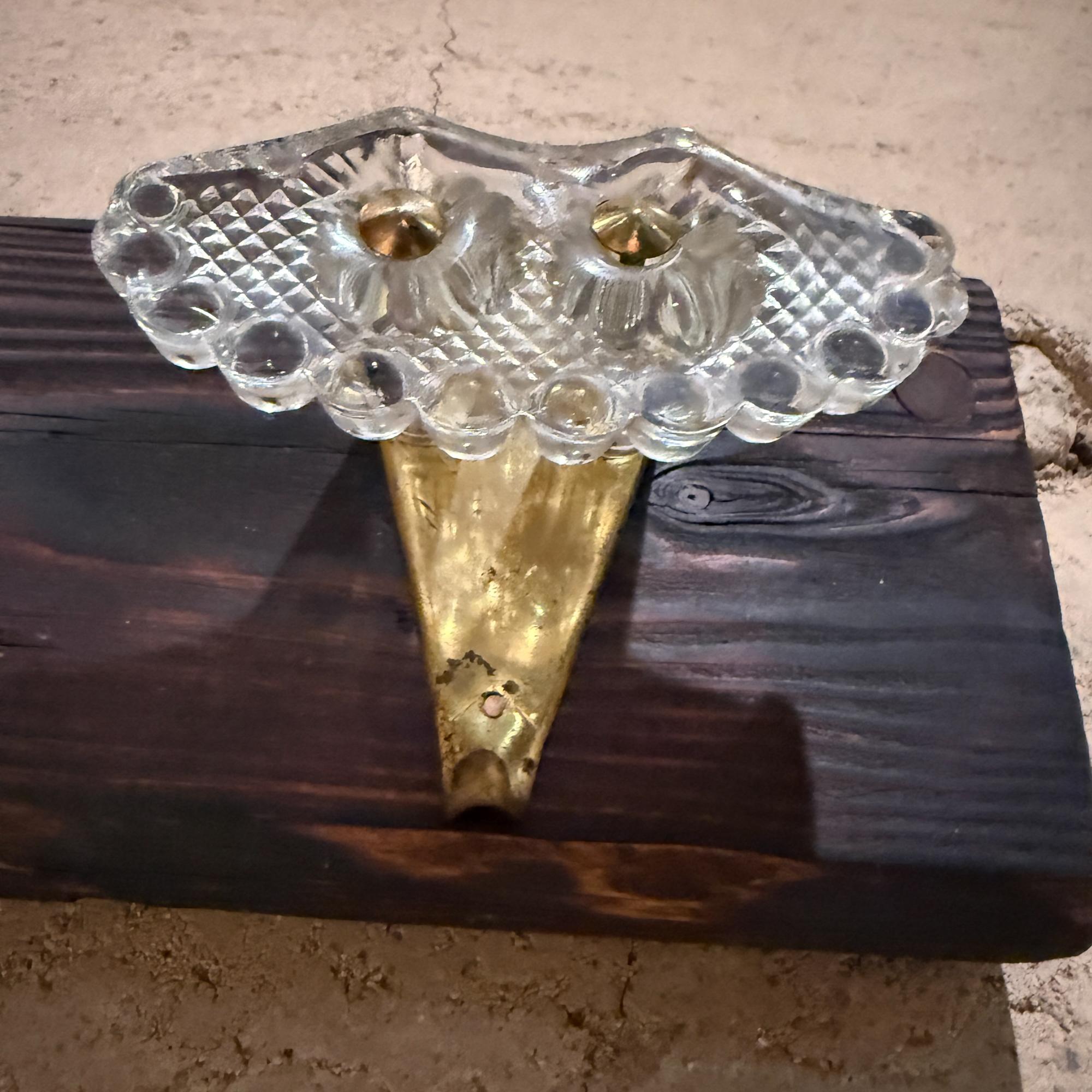 Mid Century Elegant Italian Coat Rack Hooks Brass and Art Glass Set of Two For Sale 3