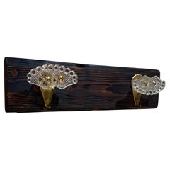 Mid Century Elegant Italian Coat Rack Hooks Brass and Art Glass Set of Two