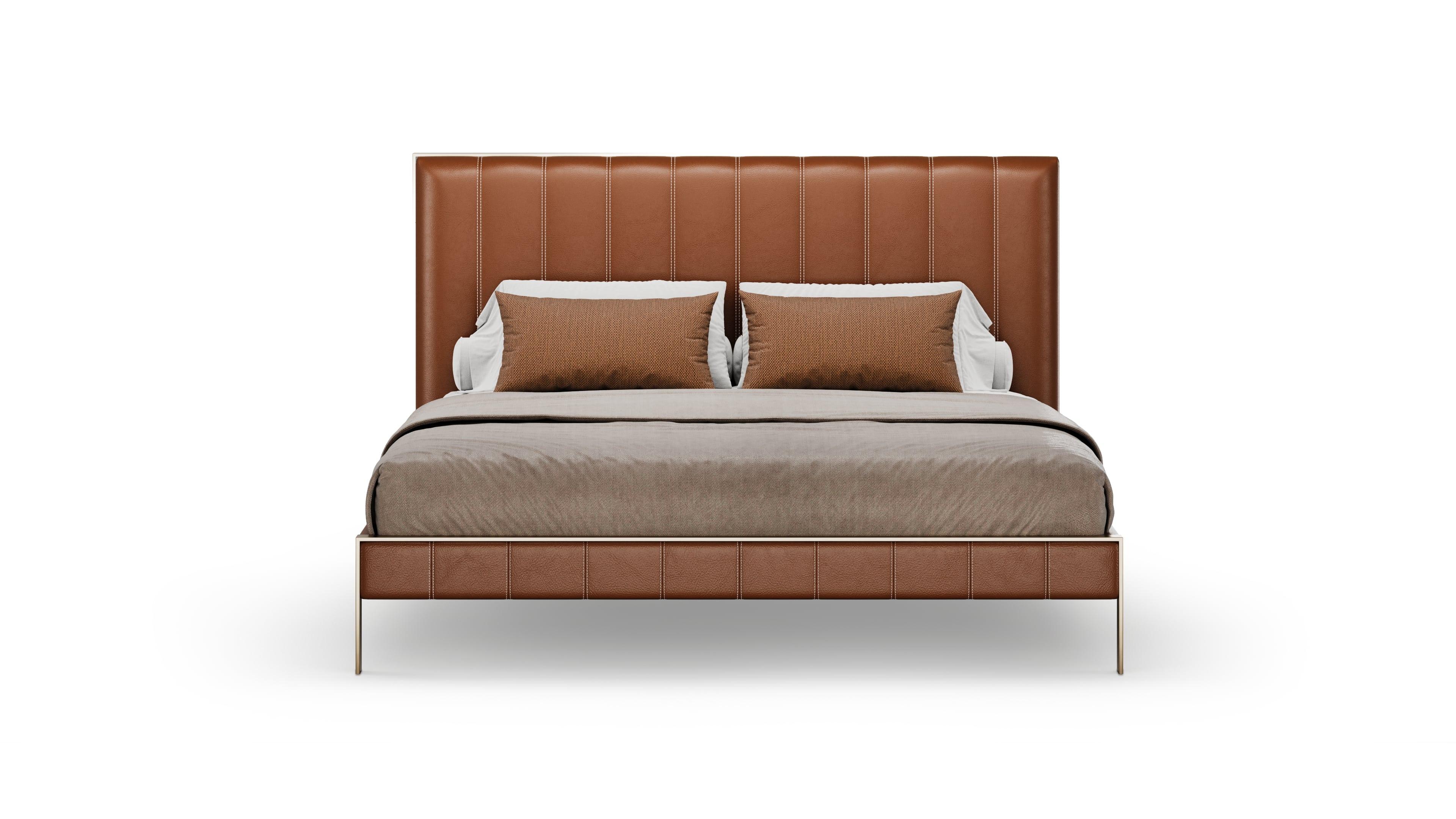 Portuguese Mid-Century Elegant Vantage Bed Handmade by Elbra Home For Sale