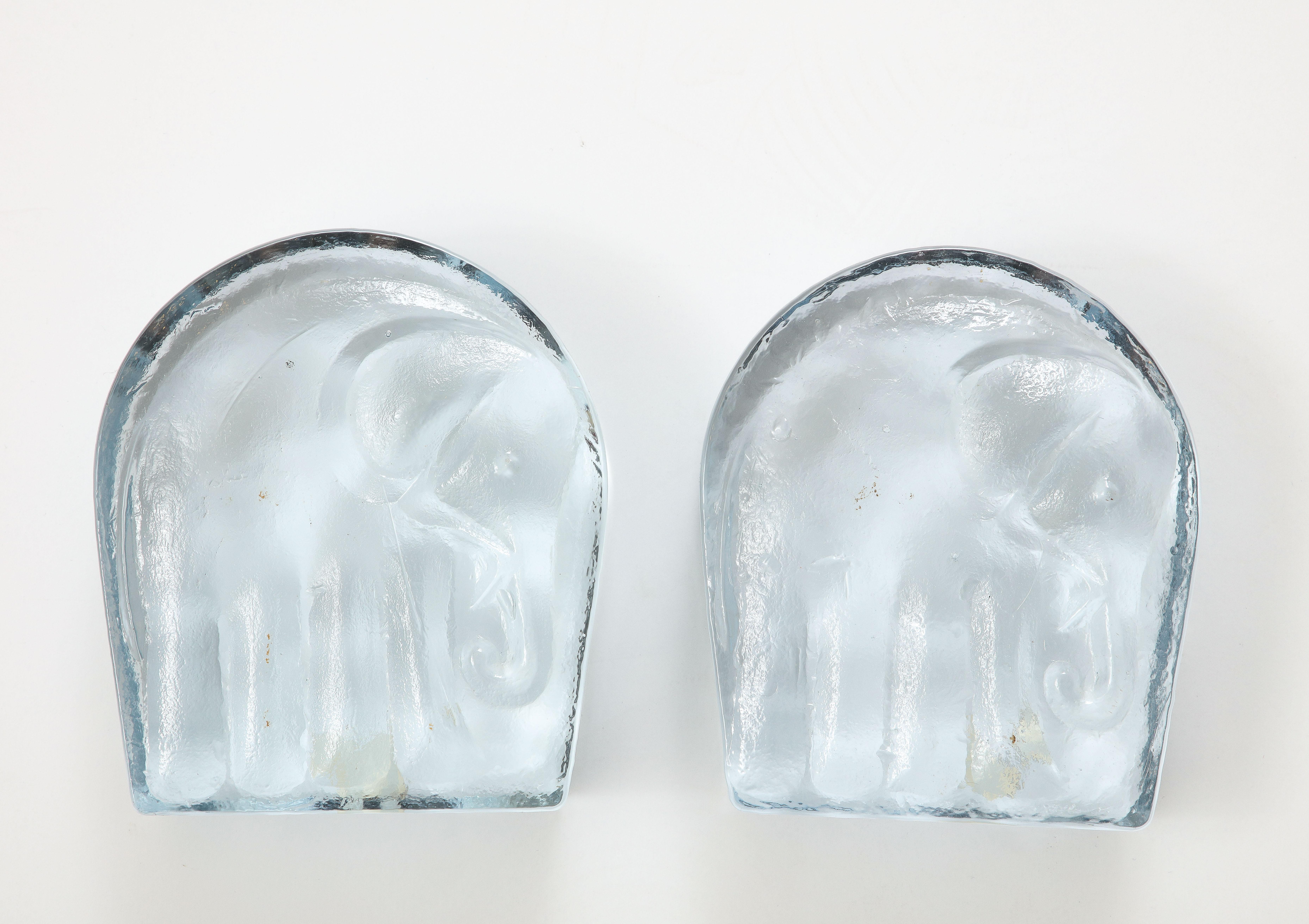 American Mid Century Elephant Bookends, Blenko For Sale