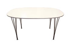 Mid Century Ellipse Dining Table White Laminate by Piet Hein for Fritz Hansen