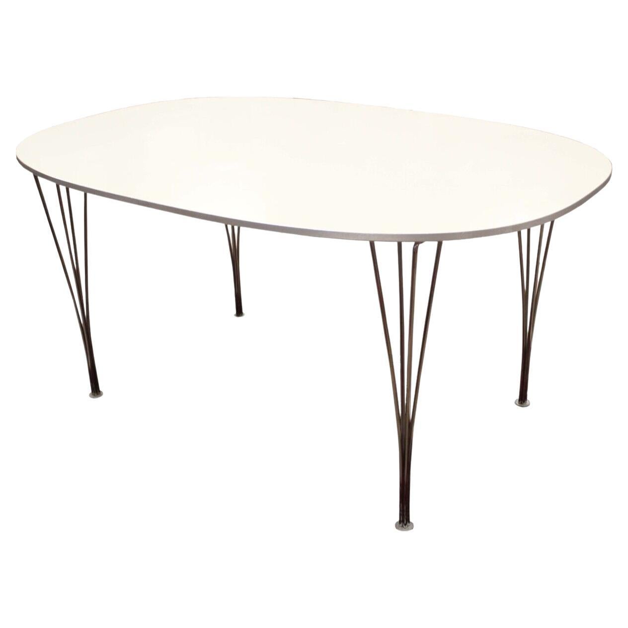 Mid Century Ellipse Dining Table White Laminate by Piet Hein for Fritz Hansen