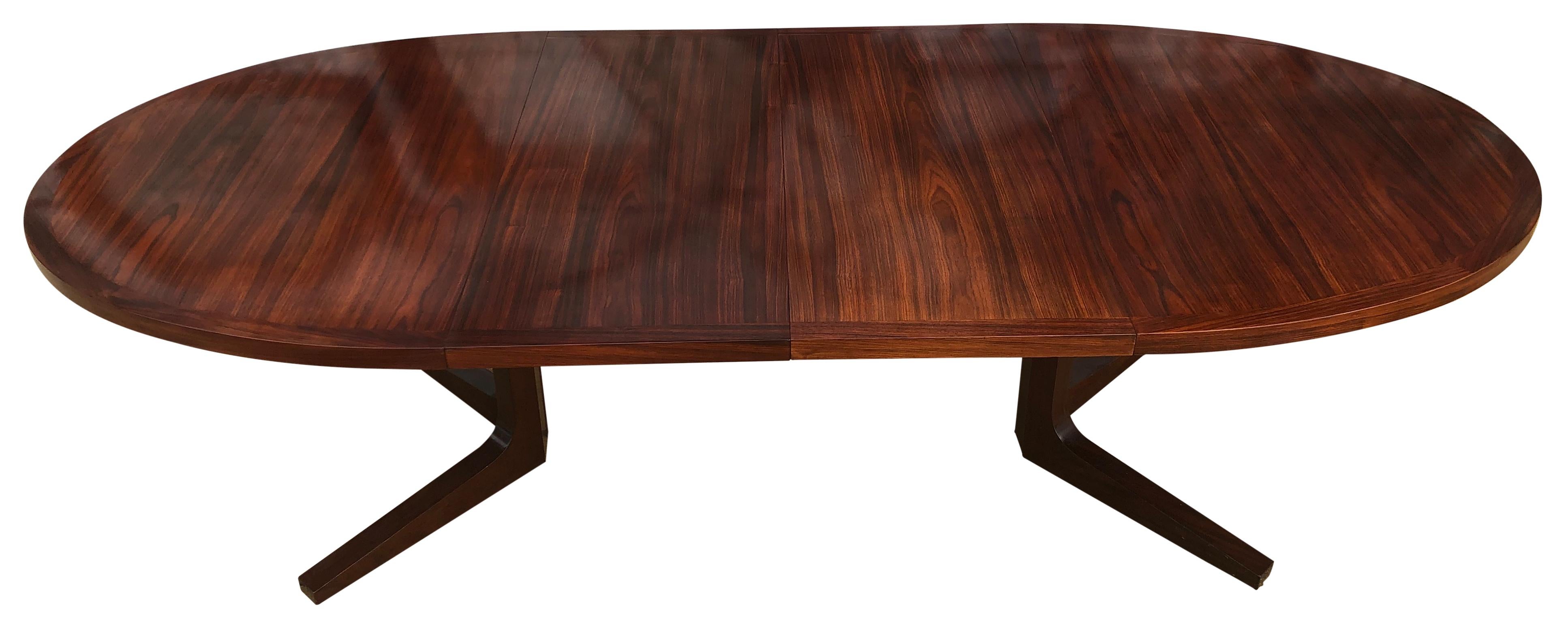 Midcentury Elliptical Danish Rosewood Expandable Dining Table '2' Leaves 1