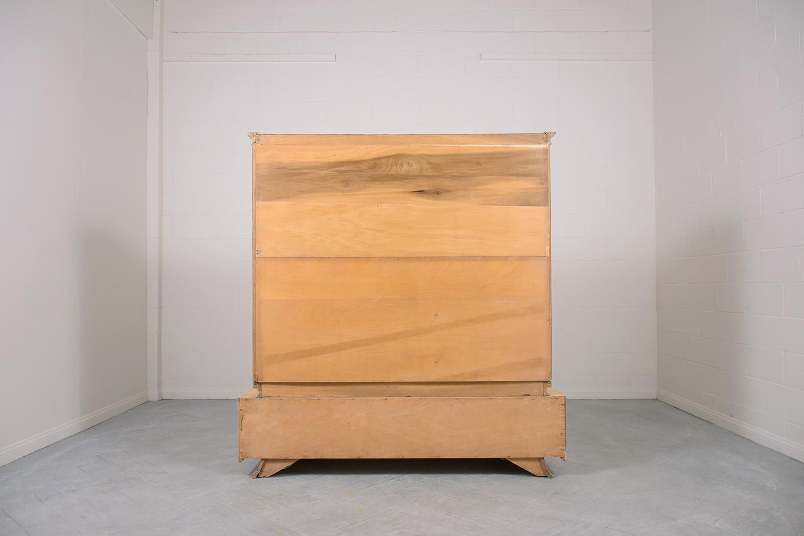 1960s Mid-Century Ash Wood Cabinet with White-Washed Finish & Glass Doors For Sale 2